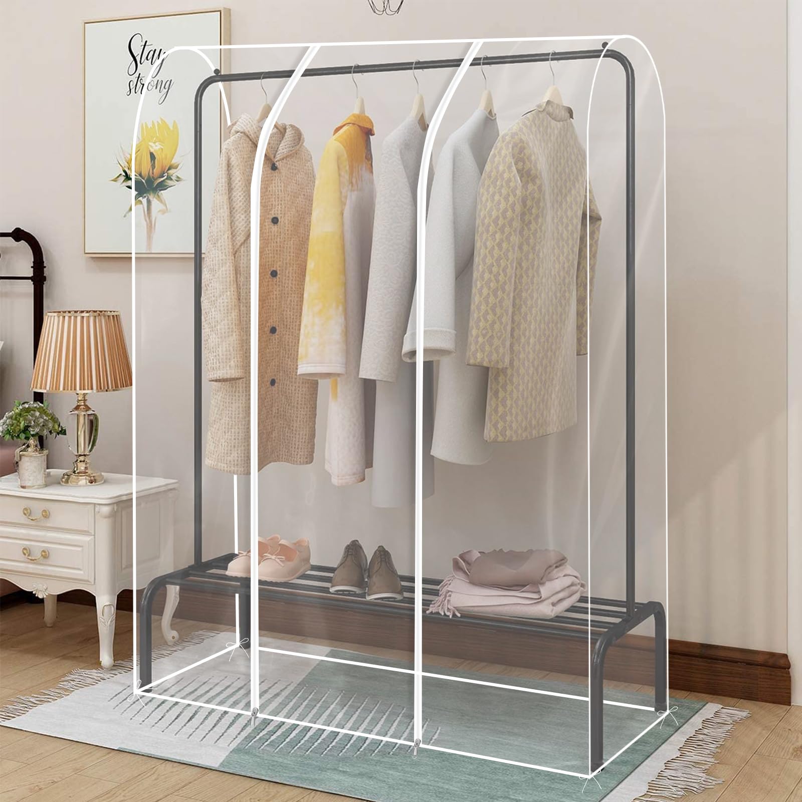 Kleiderständer Abdeckung 120x50x150cm Transparent Schutzhülle für Kleiderständer Wasserdicht Staubdicht Feuchtigkeitsfest Kleidersäcke Transparent mit Reißverschluss (120x50x150cm)