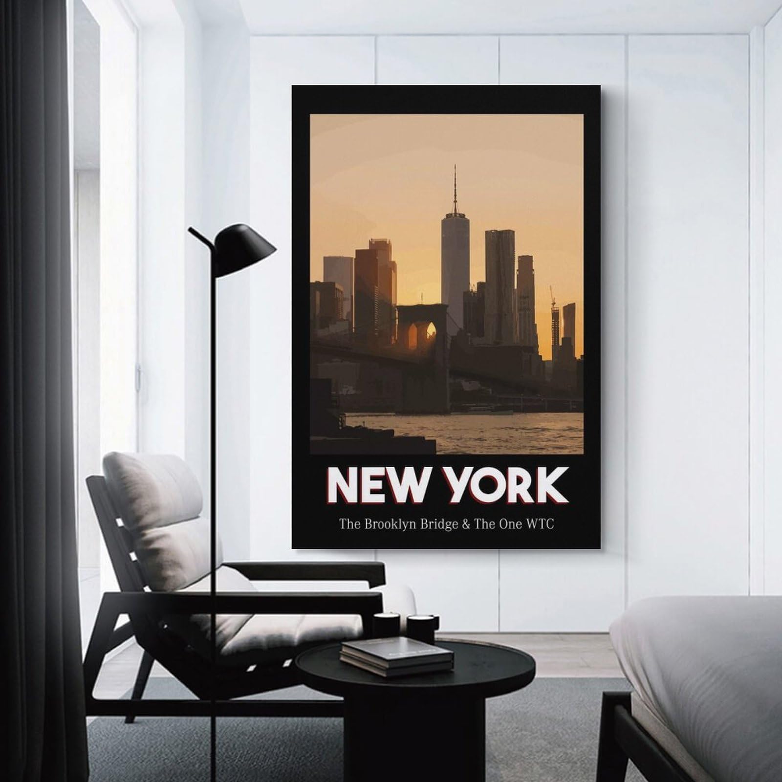 Junmoney Brooklyn Bridge Canvas Wall Art 24x36inch(60x90cm), for Home Lounge, Bedroom Or Reading Nook, Eye Catching Artwork for Blank Walls