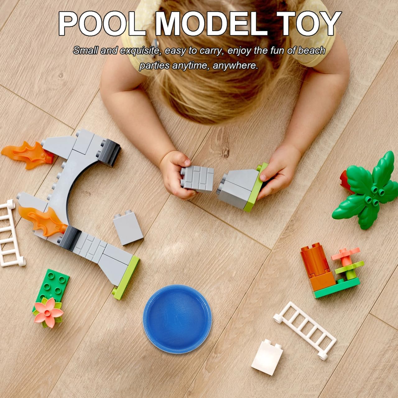 1 64 Scale Miniature Swimming Pool with Beach Party Figures Dollhouse Decorations Realistic Mini Pool Toys for Sandbox and Table Model Setup
