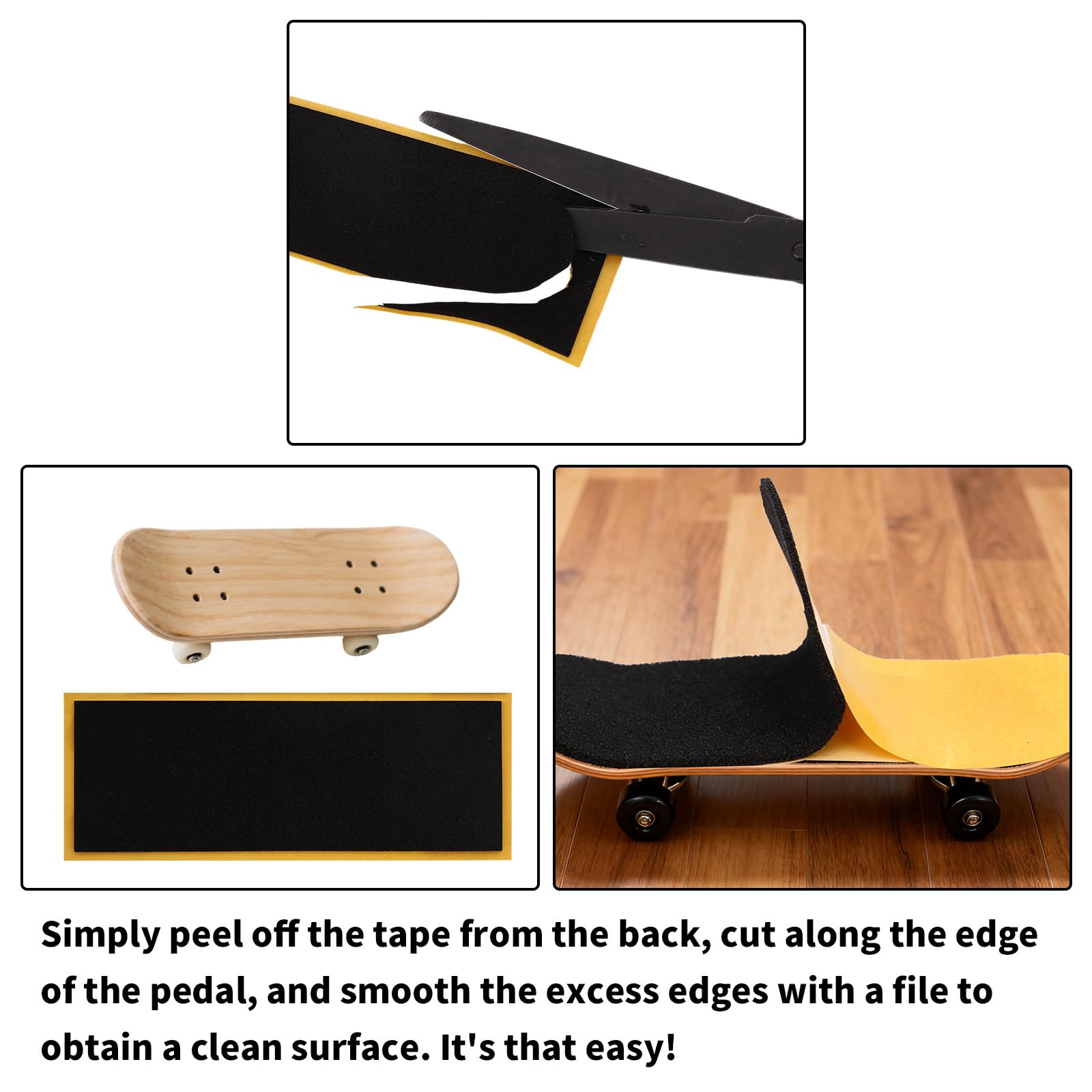 30szt PRO Taśma Chwytna Fingerboard, 110x38mm Piankowe Antypoślizgowe Paski Chwytne do Fingerboard Skateboards Mocne Samoprzylepne Naklejki Taśma Piankowa do Zabawek Palcowych (Czarny)