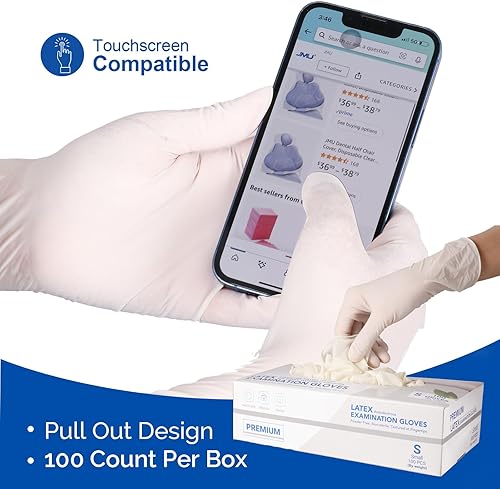 Miniatura 6 de JMU Guantes de látex, extra gruesos de 5 mil, guantes para examen médico, sin polvo, XSSMLXL, 100 unidades, 1000 unidades