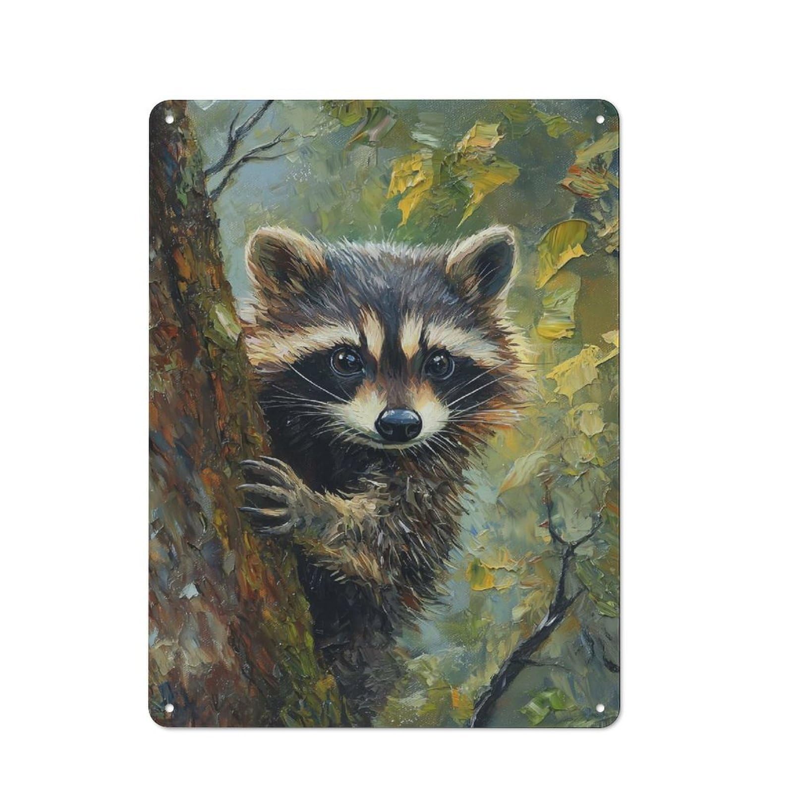 Shed Metal Sign with Raccoon in Tree Design 40x30cm, Vintage Porch Wall Decor for Patio Bar, Workshop, Shed Or Kitchen