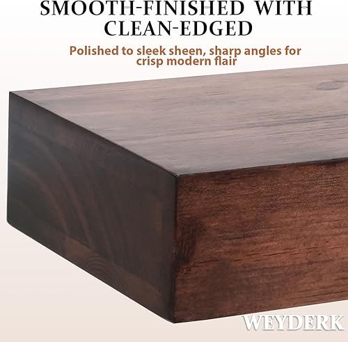 Miniatura 8 de Estante flotante de 60 pulgadas, manto de madera hecho a mano para sobre chimenea, estante flotante con soporte de metal invisible resistente para