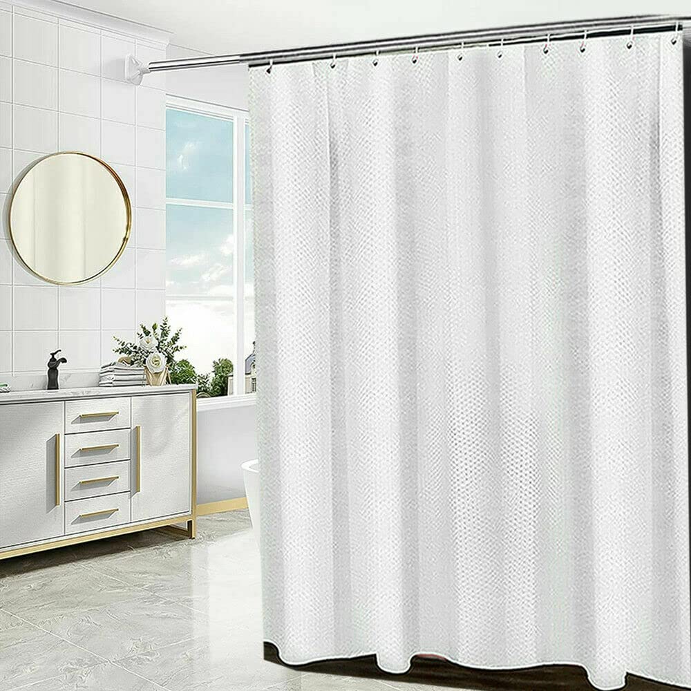 Householdfurnishing Super Quality Waterproof Polyester bathroom Shower Curtains with hook (Silver, 180X180cm)