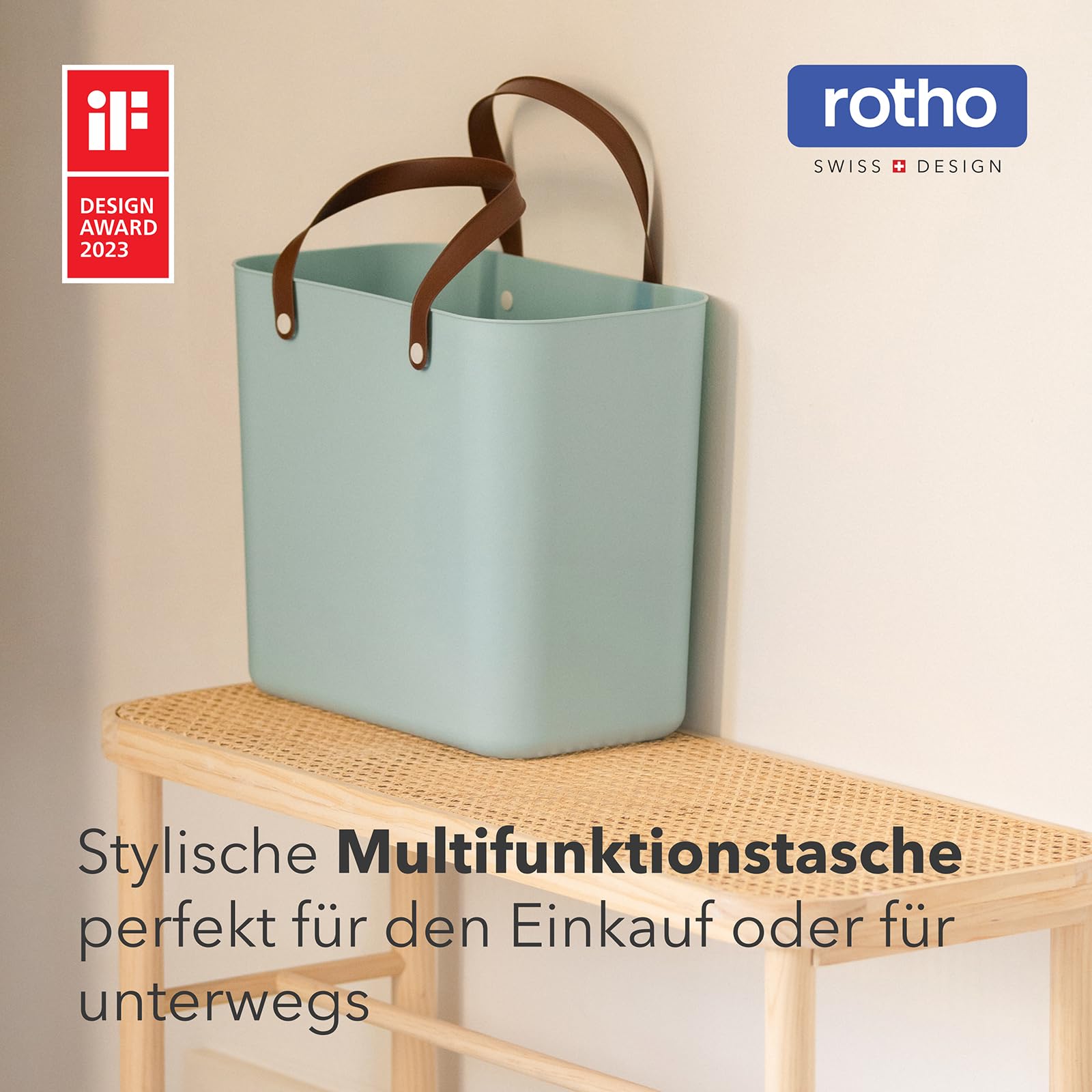 Rotho Albula - Cestino per la spesa, 25 l, in plastica riciclata, colore: Verde