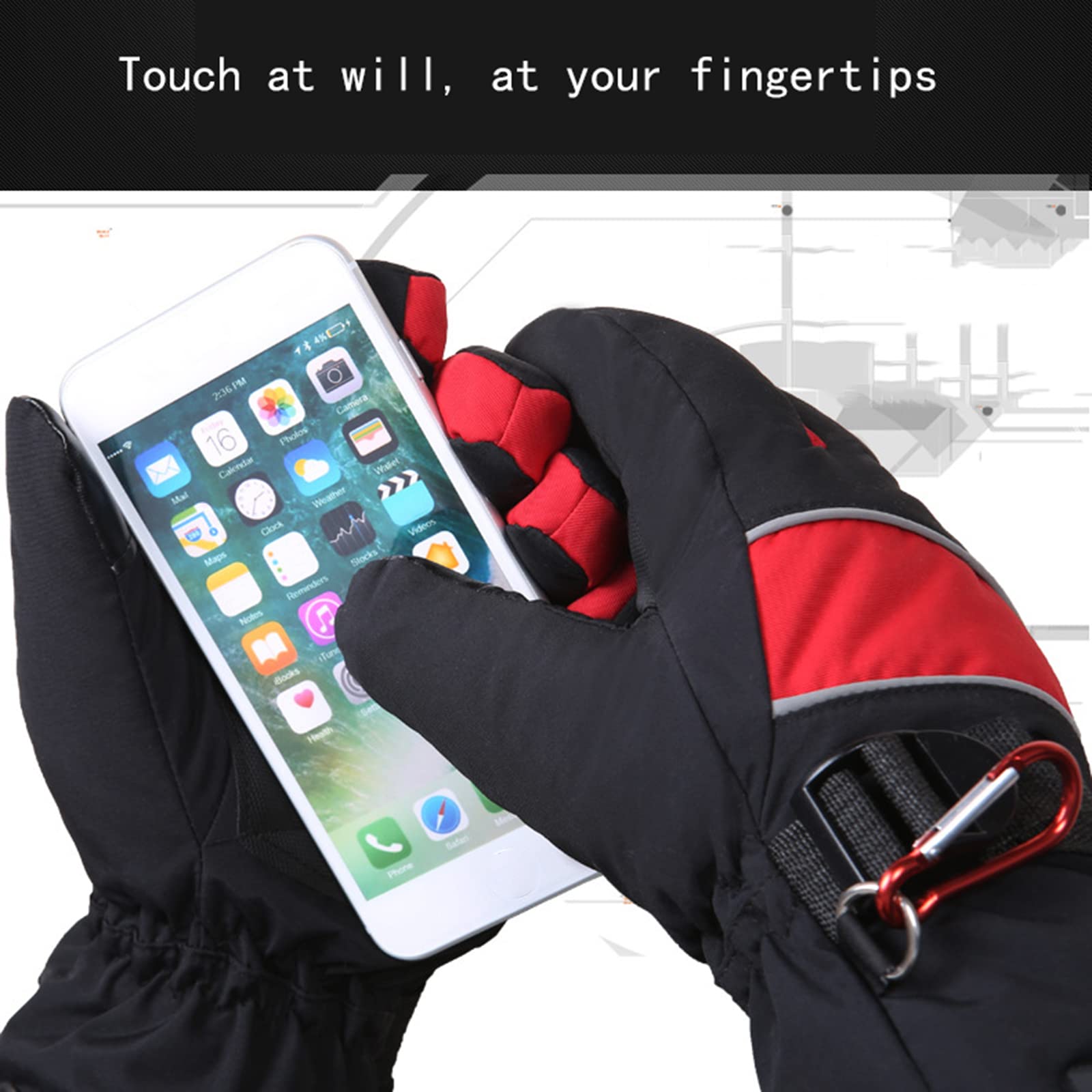 CHEWYNP Guantes térmicos para Hombres y Mujeres, Guantes térmicos para Motocicleta Pantalla táctil Impermeable Guantes térmicos de Invierno Calefacción de Doble Cara 3 Niveles de calefacci