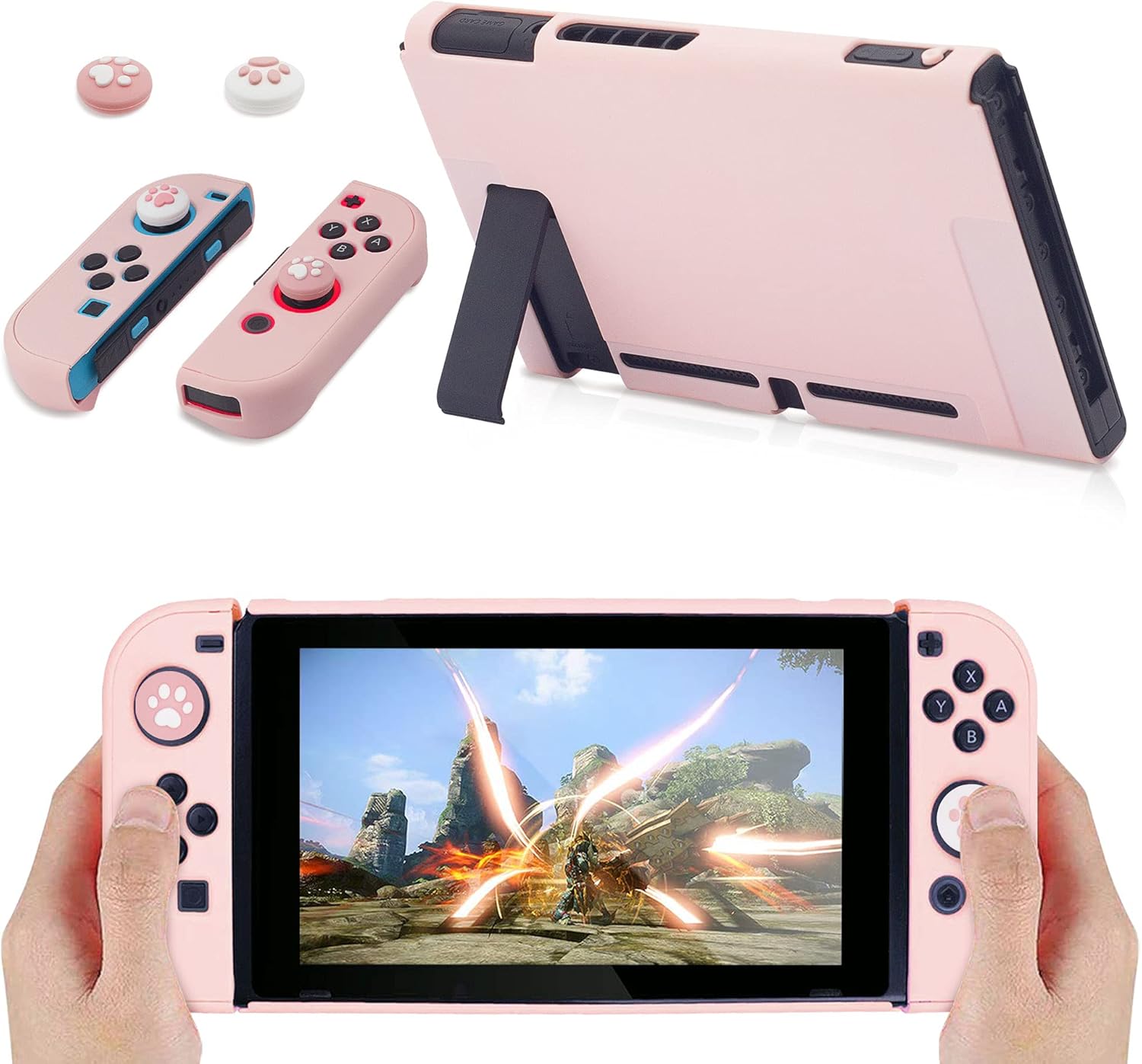 Top Rated BRHE Cute Travel Carrying Case for Nintendo Switch / Switch OLED Accessories Kit with Hard Protective Cover, Glass Screen Protector, Adjustable Stand and Thumb Grip Caps 10 in 1 (Switch Pink Exclusive Discount 50% Price BRHE Cute Travel Carrying Case for Nintendo Switch / Switch OLED Accessories Kit with Hard Protective Cover, Glass Screen Protector, Adjustable Stand and Thumb Grip Caps 10 in 1 (Switch Pink