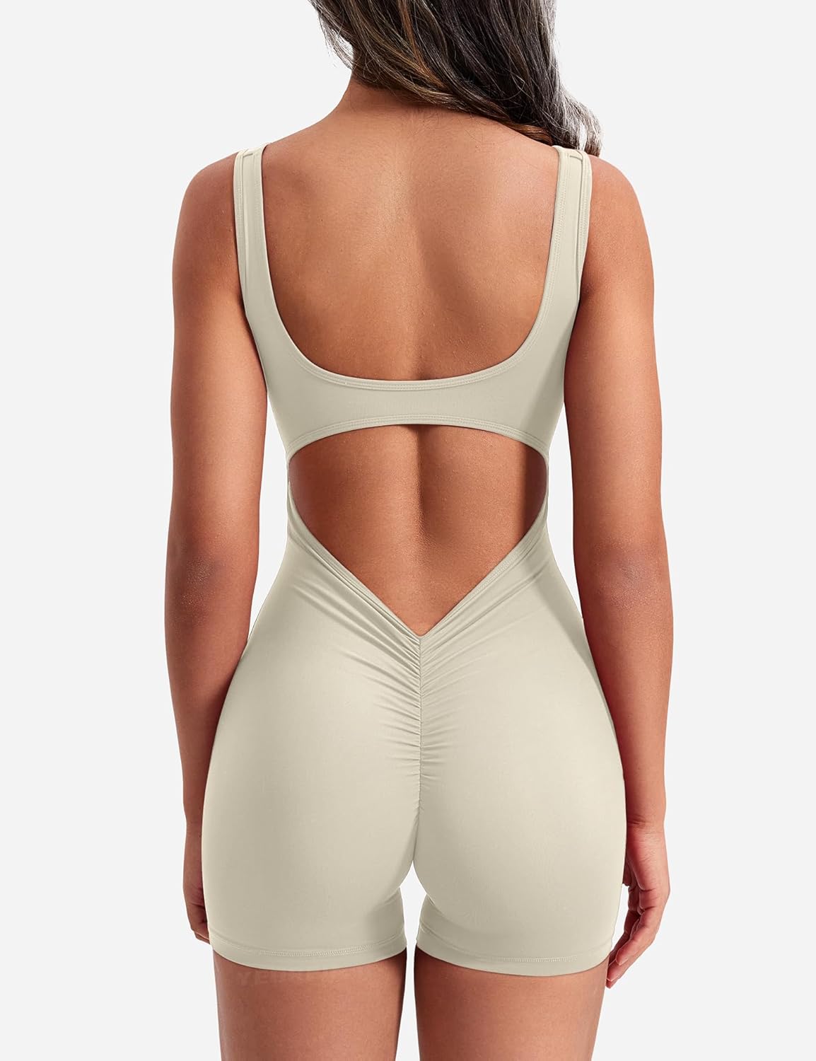 YEOREO One Piece Workout Jumpsuits for Women Backless Tummy Control Sleeveless Jumpsuits Lizvette V Back Scrunch Yoga Romper - Image 2