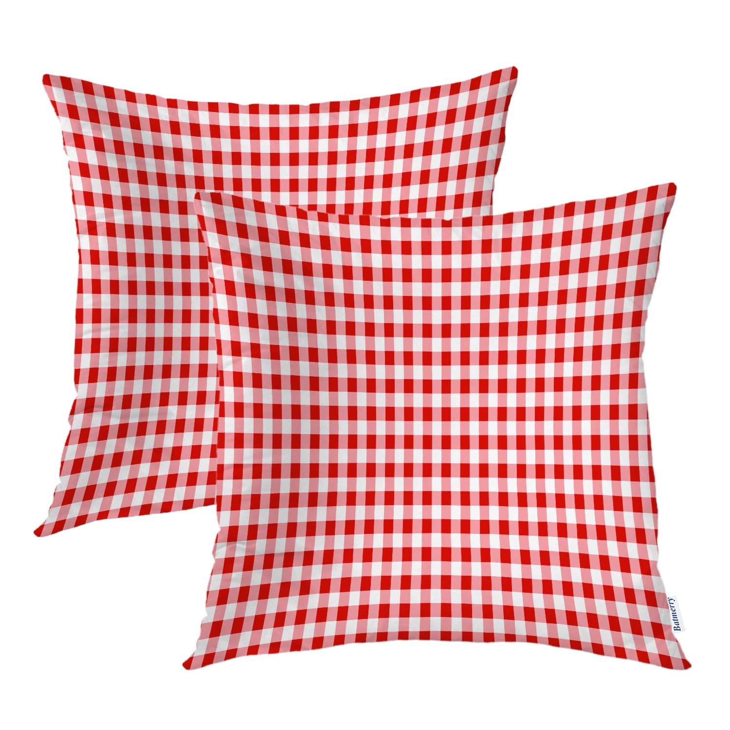 Housse de coussin vichy rouge 50x50 cm Batmerry pour canapé et salon (lot de 2)