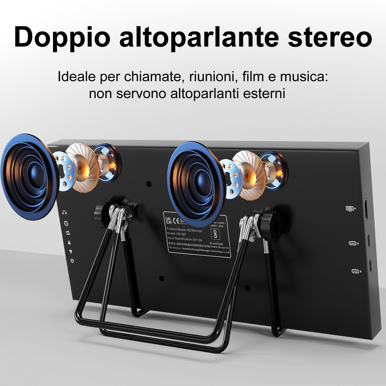 10,1 Pollici Mini Monitor Portatile, 350 cd/m², IPS Display Screen | Formato Stretched-bar, 1540 × 720, HDMI & USB-C, Schermo per Laptop, Windows Aida64, Monitoraggio GPU, CPU, RAM