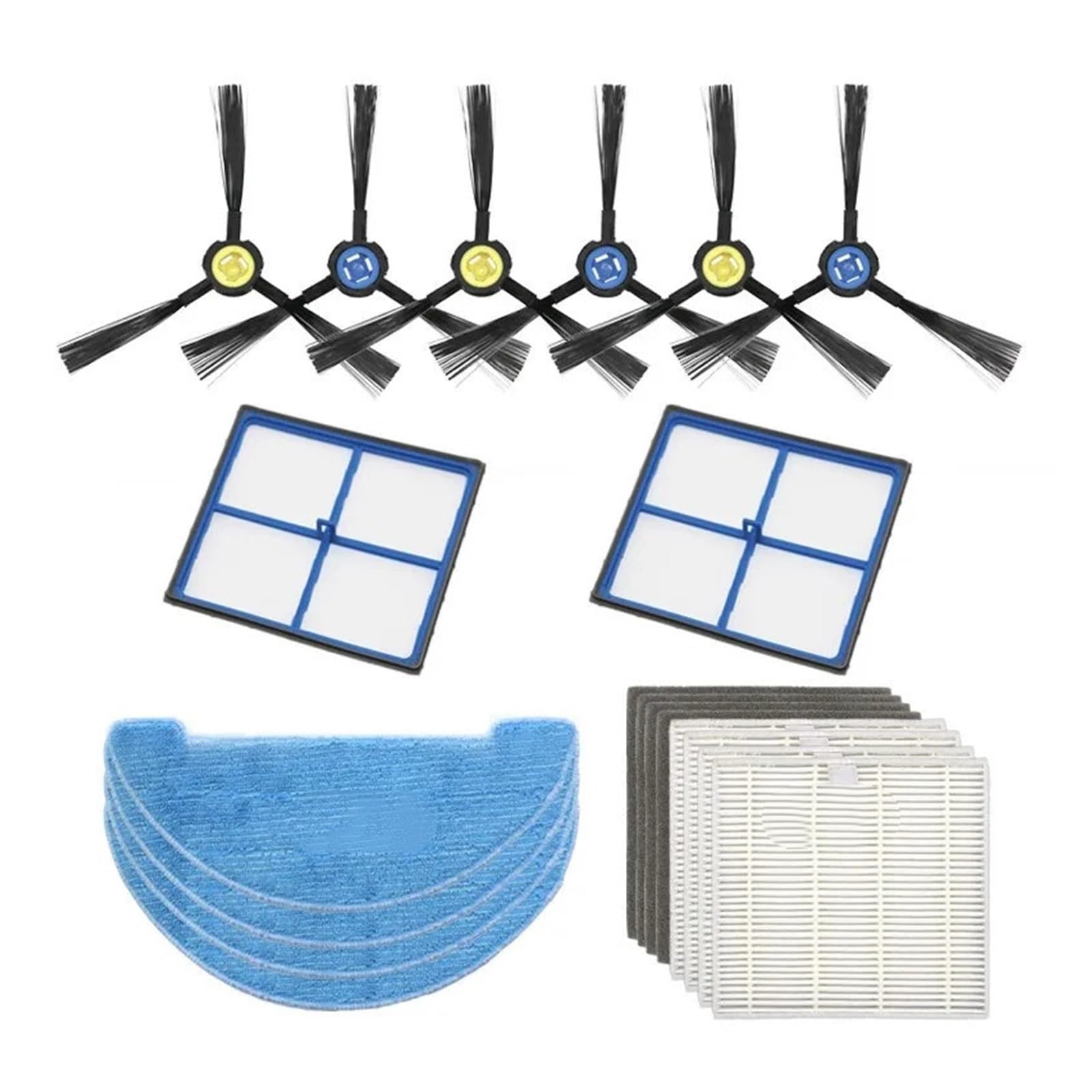 Roboter-Seitenbürste, Wischtuch, HEPA-Vorfilter, kompatibel mit AMIBOT Animal XL H2O Connect ILIFE V8s Roboter-Staubsauger, Teilezubehör(Set 1)