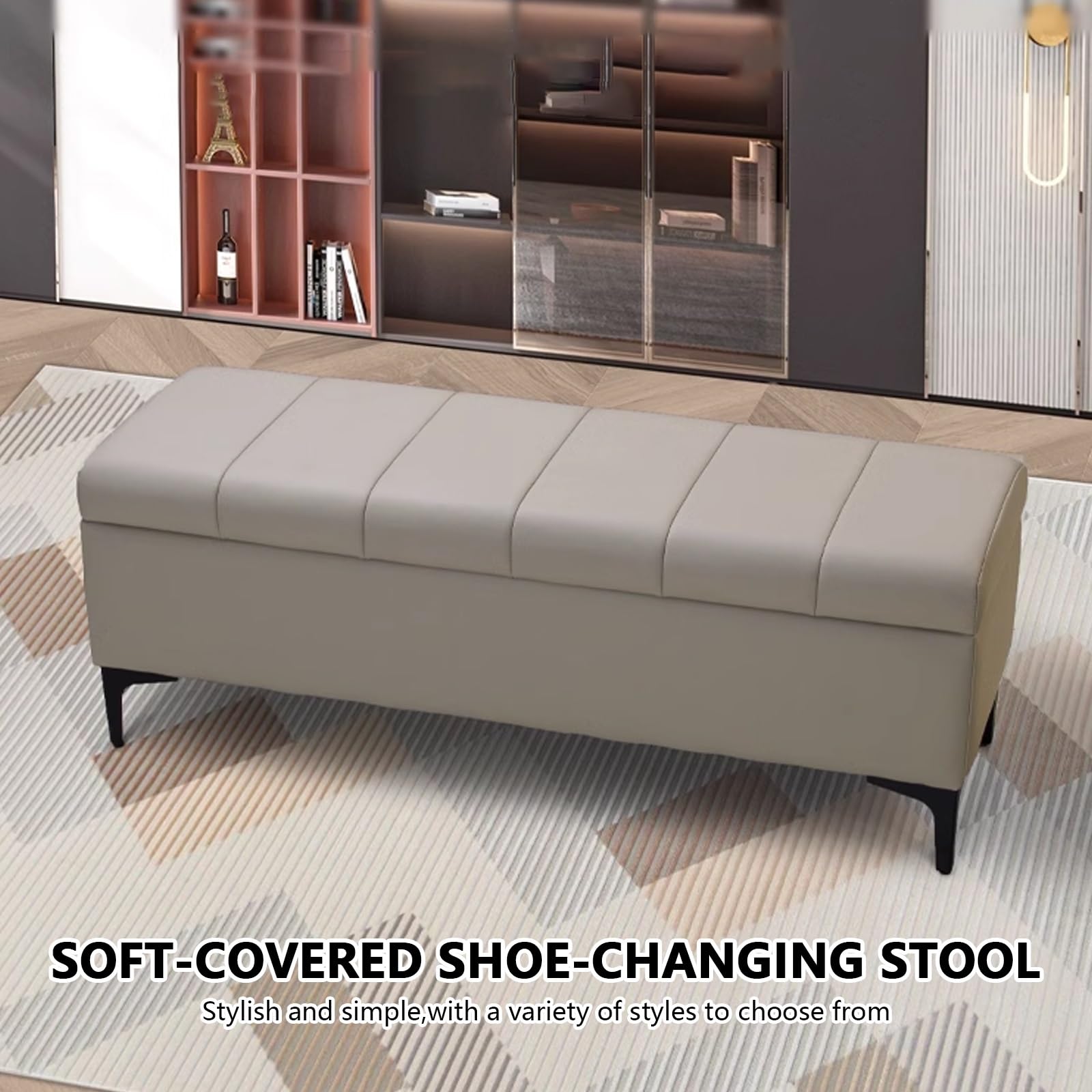 Panca contenitore con seduta, moderno salvaspazio pouf, panca camera da letto Imbottito, panca contenitore ingresso con scarpiera, panca fondo letto matrimoniale, cassapanca contenitore da interno.