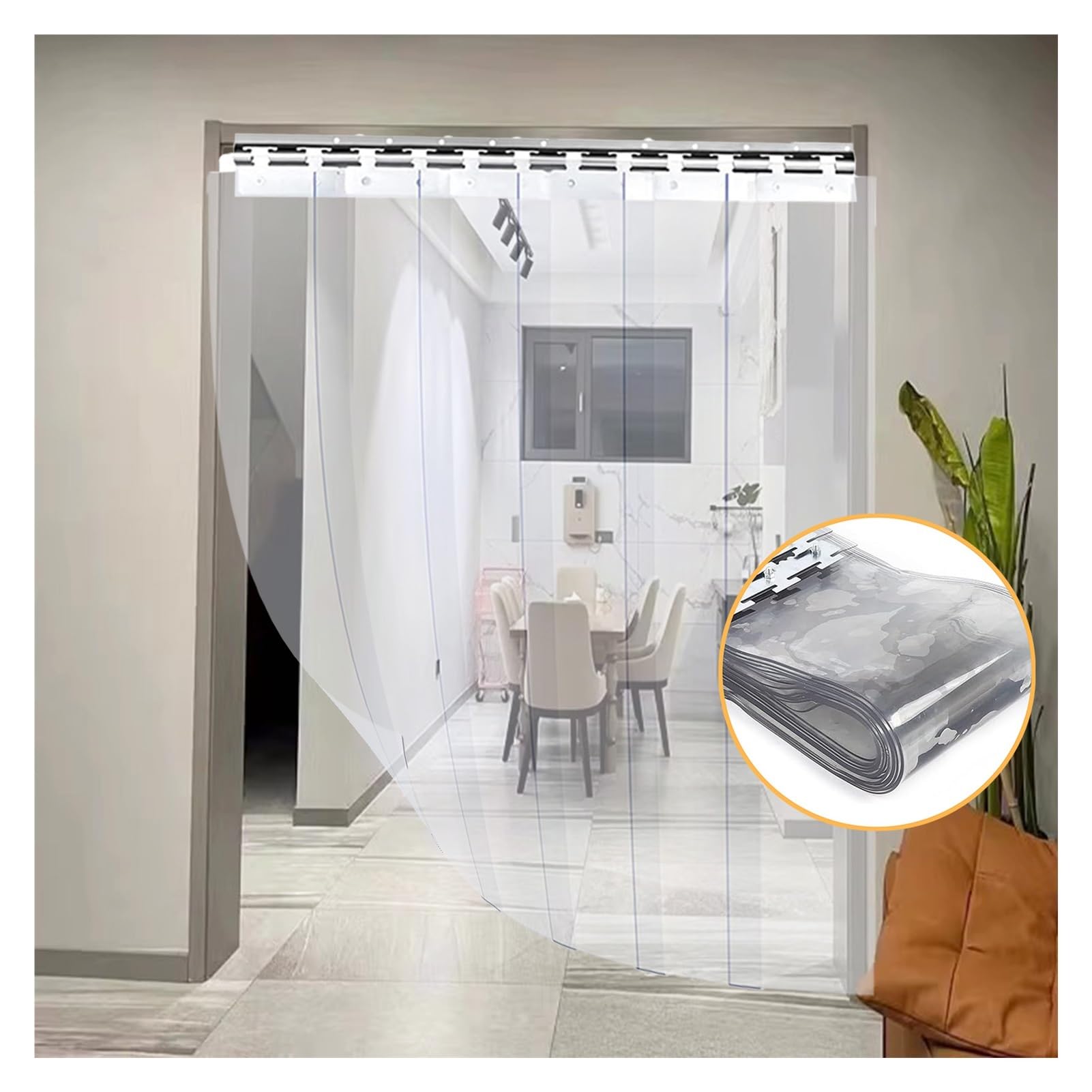 FBHappiness Plastic Vinyl Strip Door Curtain Customized PVC Strip Door Curtain Commercial Industrial for Doorways of Pet Home, Warehouse (Color : Clear, Size : 120x200cm/47.24x78.74in)