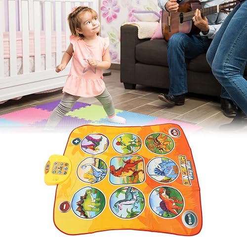 Miniatura 7 de Tapete de baile electrónico, portátil, de color brillante, tapete de baile para niños, exquisito plegado para fiestas (dinosaurio)