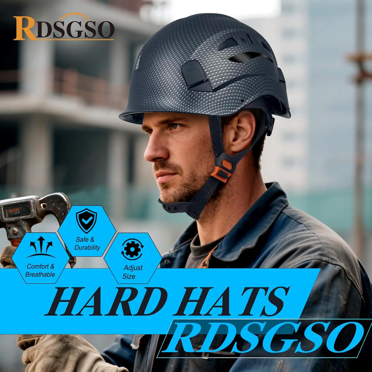 Industrial Safety Helmet RGS-8C Adjustable Vents, 6-Point Suspension Breathable Lightweight Hard Hats for Construction,Outdoor Work ANSI Certified