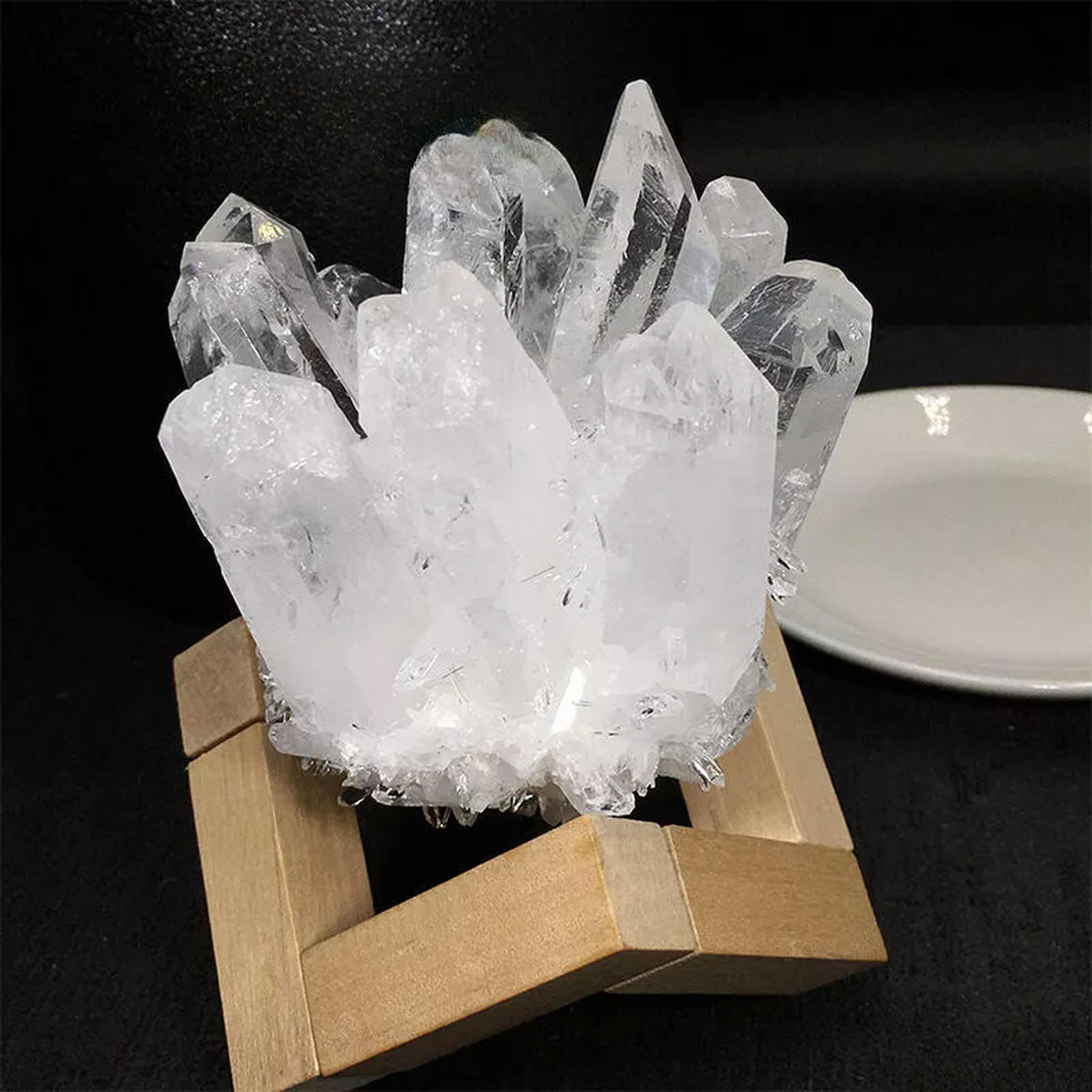 300-400g Natürlicher Bergkristall Cluster Stein Geode