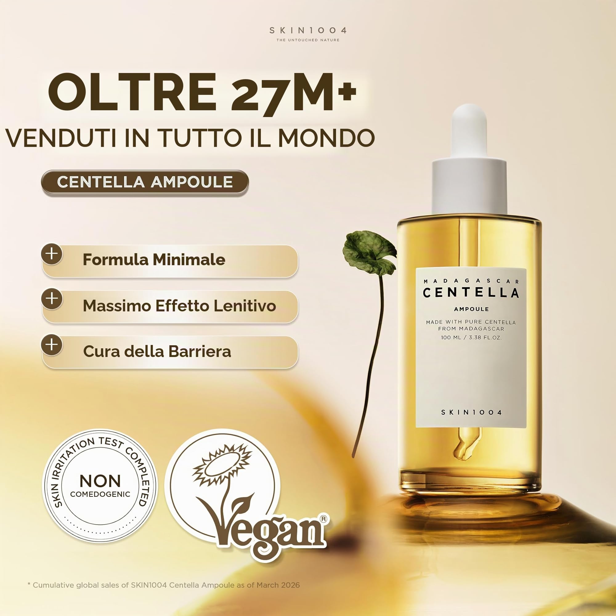 Skin1004, Centella Asiatica del Madagascar, 100 fiale (ml)/ siero viso/estratto 100% di centella asiatica/lenitivo, per pelli sensibili e a tendenza acneica