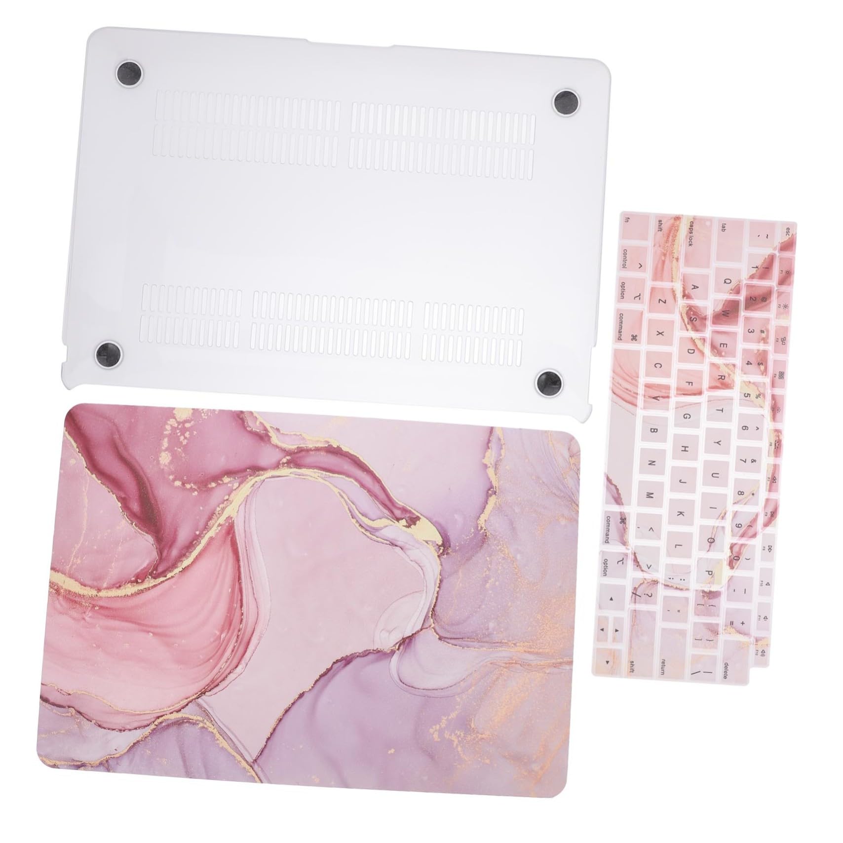 Sewroro 2 Piezas Funda para Portátil de Mármol de Fundas Protectoras Prácticas para Teclado de Portátil Diseño Marmoleado Carcasa de Plástico
