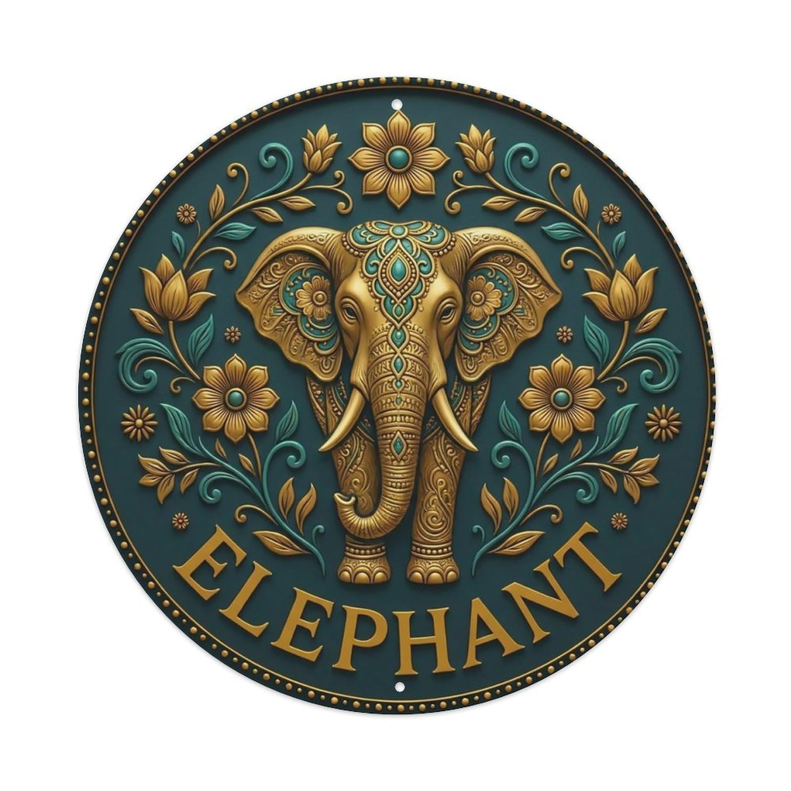 Vintage Elephant Flower Zen Yoga Metal Tin Sign