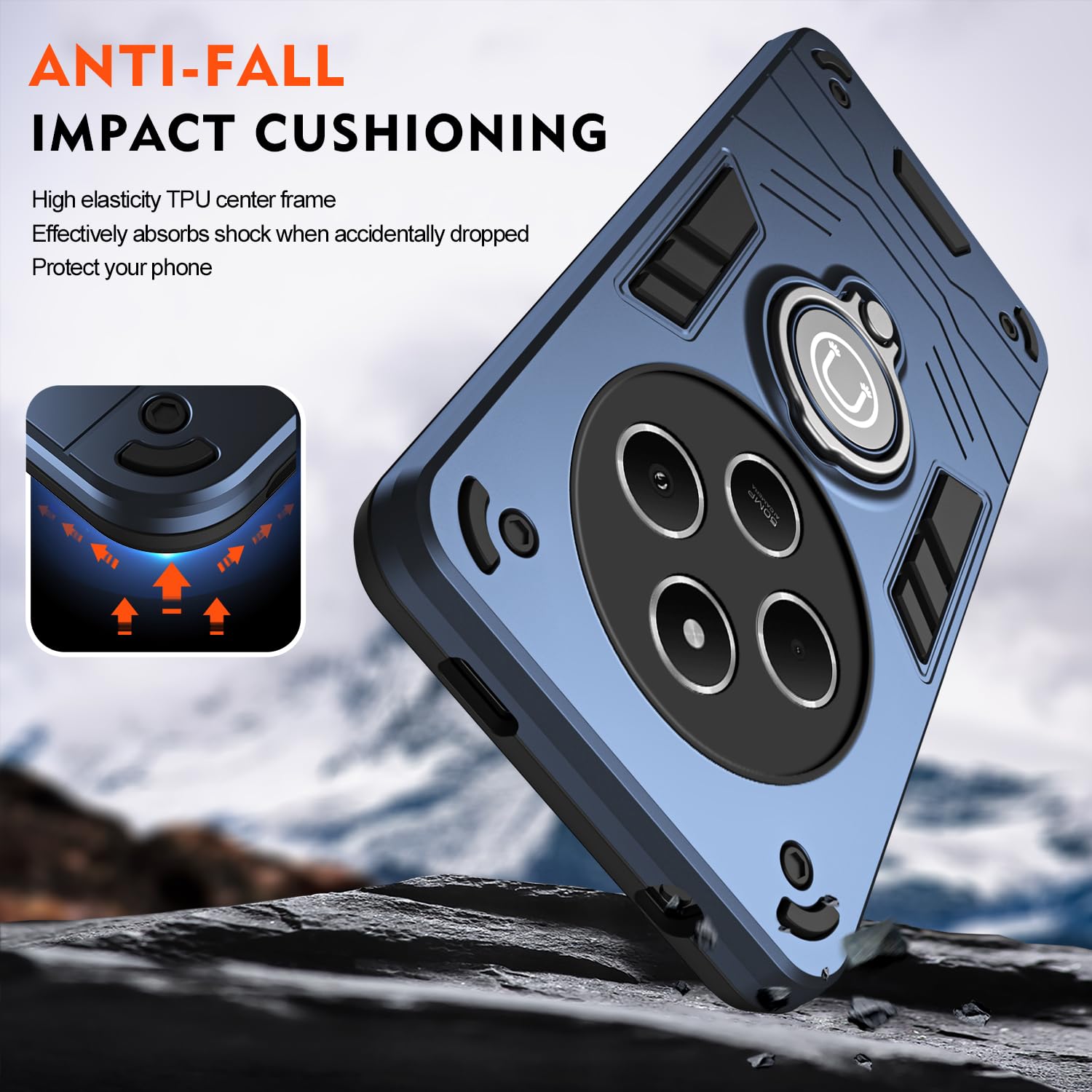 UPLAI Clear Case For Xiaomi Redmi 14C 4G/Poco C75/Redmi A4, 360° Full Body Military Grade Shockproof Cover With Built-in Screen Protector, Ultra Thin PC Soft TPU Bumper Case. Blue