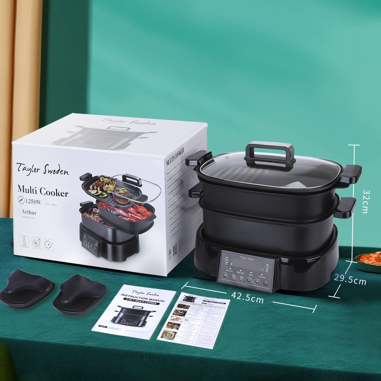 Taylor Swoden Arthur Cuiseur vapeur électrique 6L 1250W Programmable 3 Paniers empilables Sans BPA