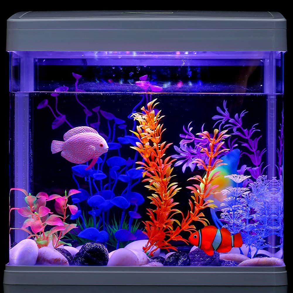 Aquazoo 7-Piece Aquarium Decor Variety Pack - Soft Betta Hammock & Artificial Plants