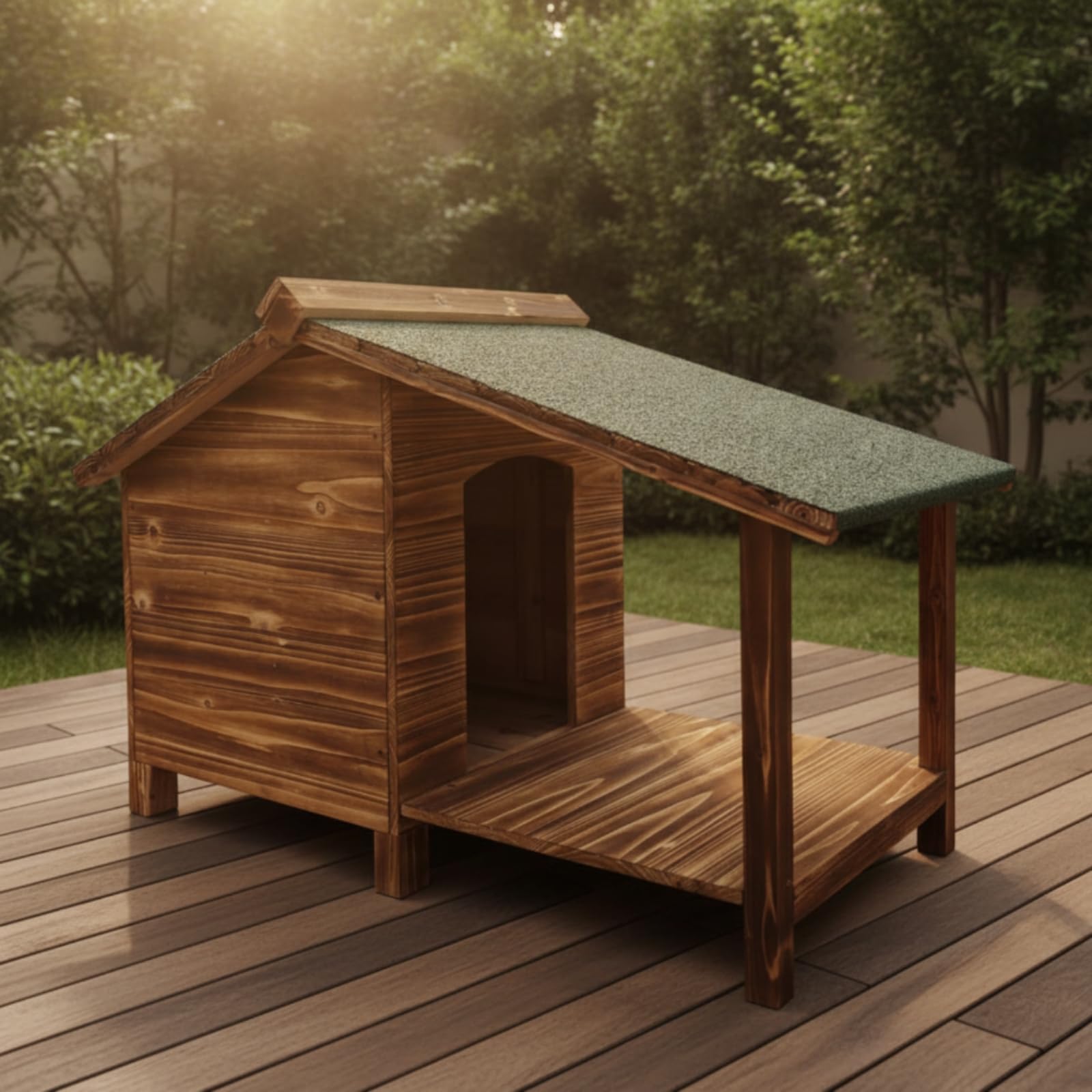 Cuccia in Legno Idrorepellente Casetta Rustica Rifugio per Giardino, Cortile, Patio, Porta Laterale
