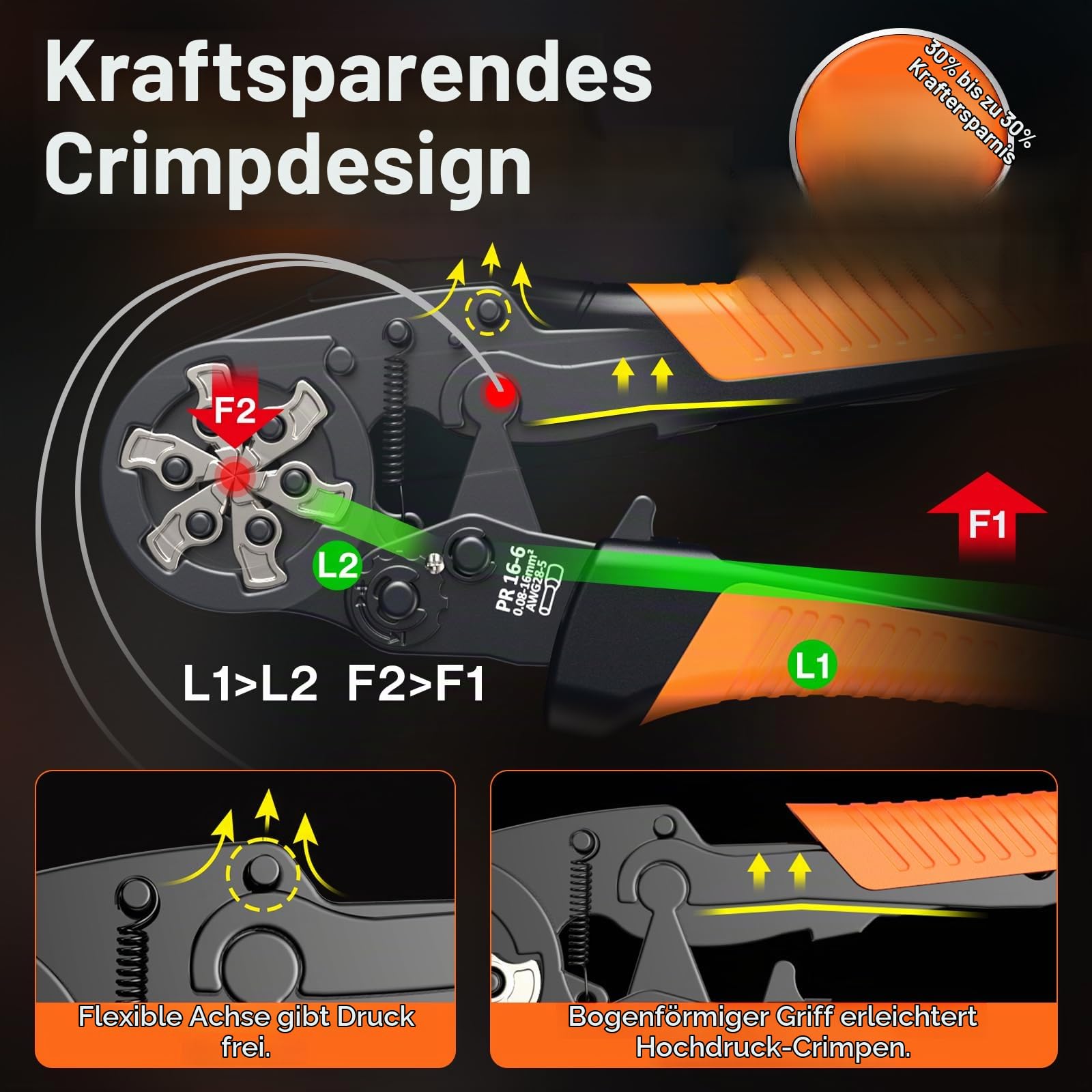 Crimpzangen Aderendhülsen Set, Preciva 0.08-16mm² Crimpzange Sechskant Aderendhülsenzange mit Aufbewahrungsbox, Abisolierzange und 1110 Stück Einzeilige Aderendhülsen + 265 Stück Twin Aderendhülsen