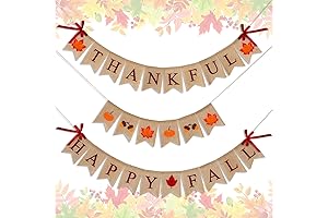 Boao 3 Pieces Happy Fall Banner with Burlap and Thanksgiving Designs