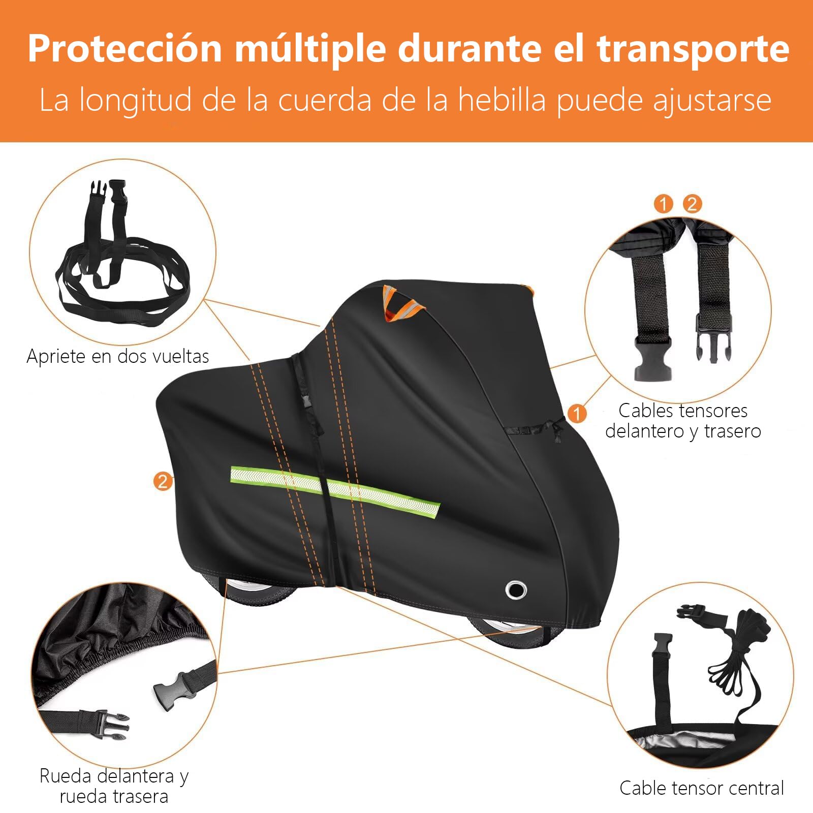 COTOP Funda protectora de autocaravana para bicicletas, funda bicicleta 600D impermeable para transporte, robusta funda de bicicleta Oxford portabicicletas trasera