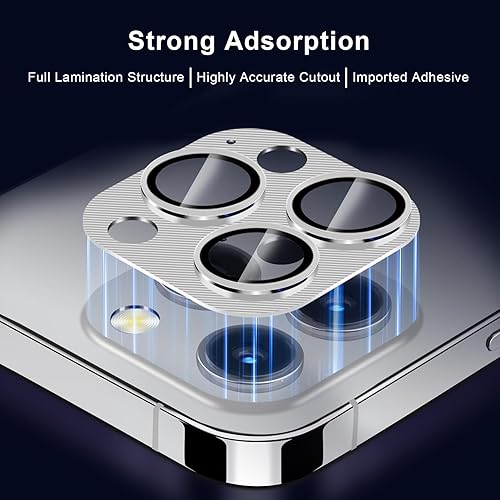 Miniatura 5 de QHOHQ Paquete de 3 protectores de lente de cámara para iPhone 15 Pro MaxiPhone 15 Pro, cubierta de cámara de una pieza de aleación de zinc, versión