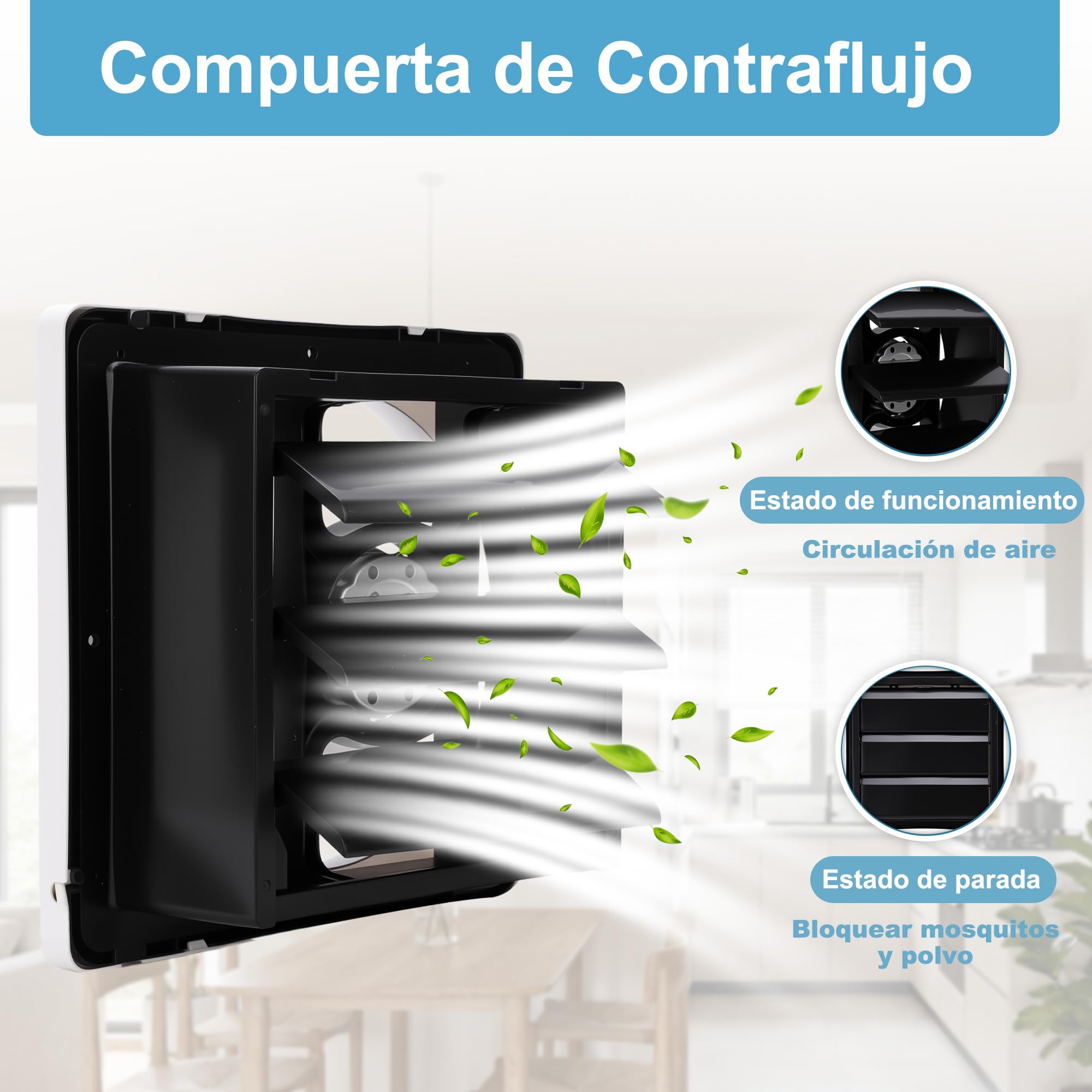 Ventilador de pared, operacion silenciosa, construccion duradera, 25cm, for cocina, bano, taller, almacen y mas (25cm)