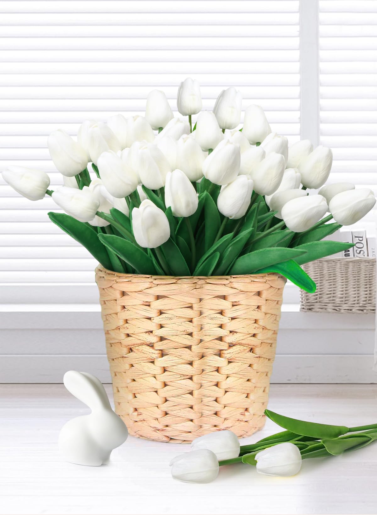 Homarket 20PCS Artificial Tulips Flowers Real Touch Arrangement Bouquet for Home Room Office Party Wedding Decoration, Excellent Gift Idea for Mothers Day