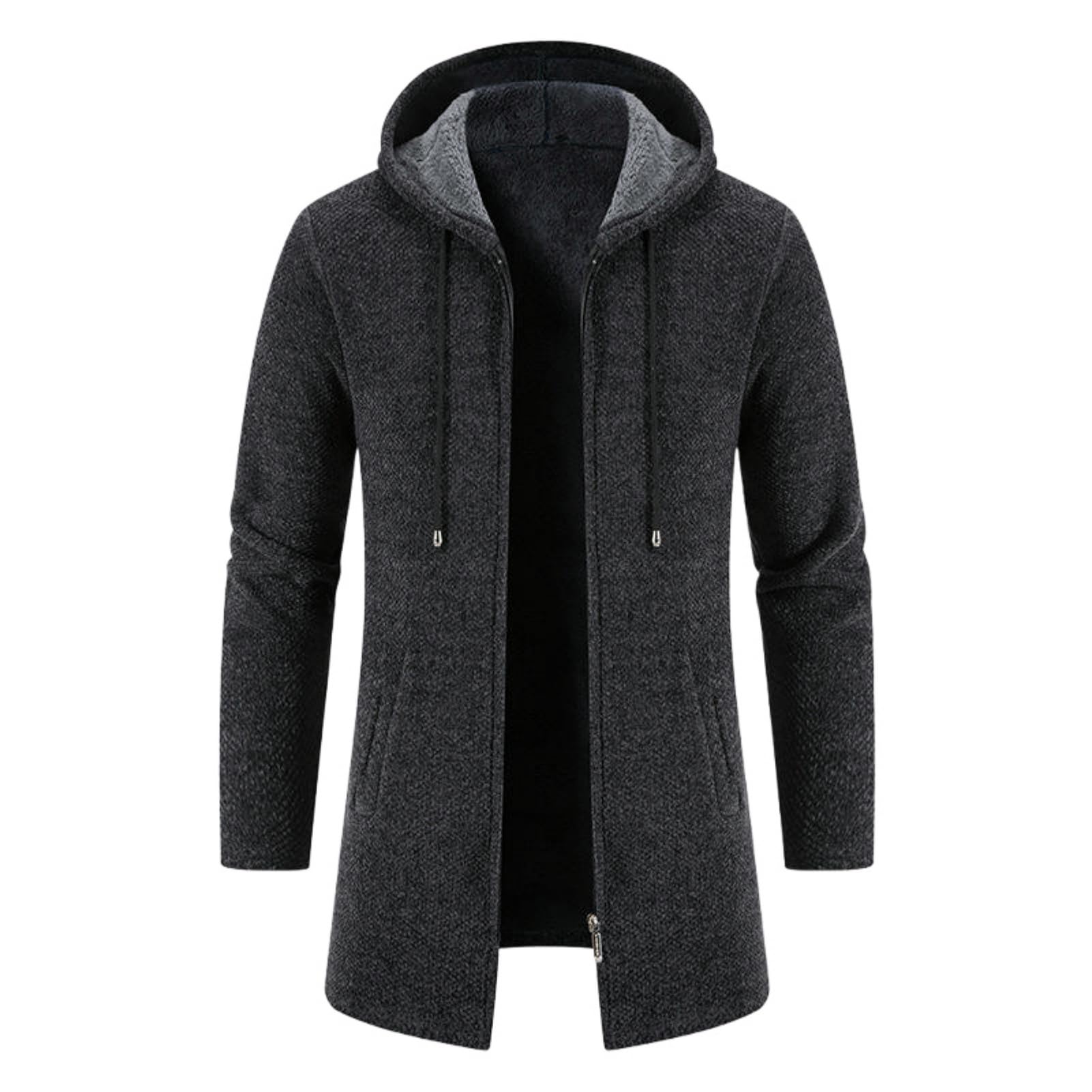 Sudadera de punto con capucha hombre abrigo holgado cómodo invierno 8