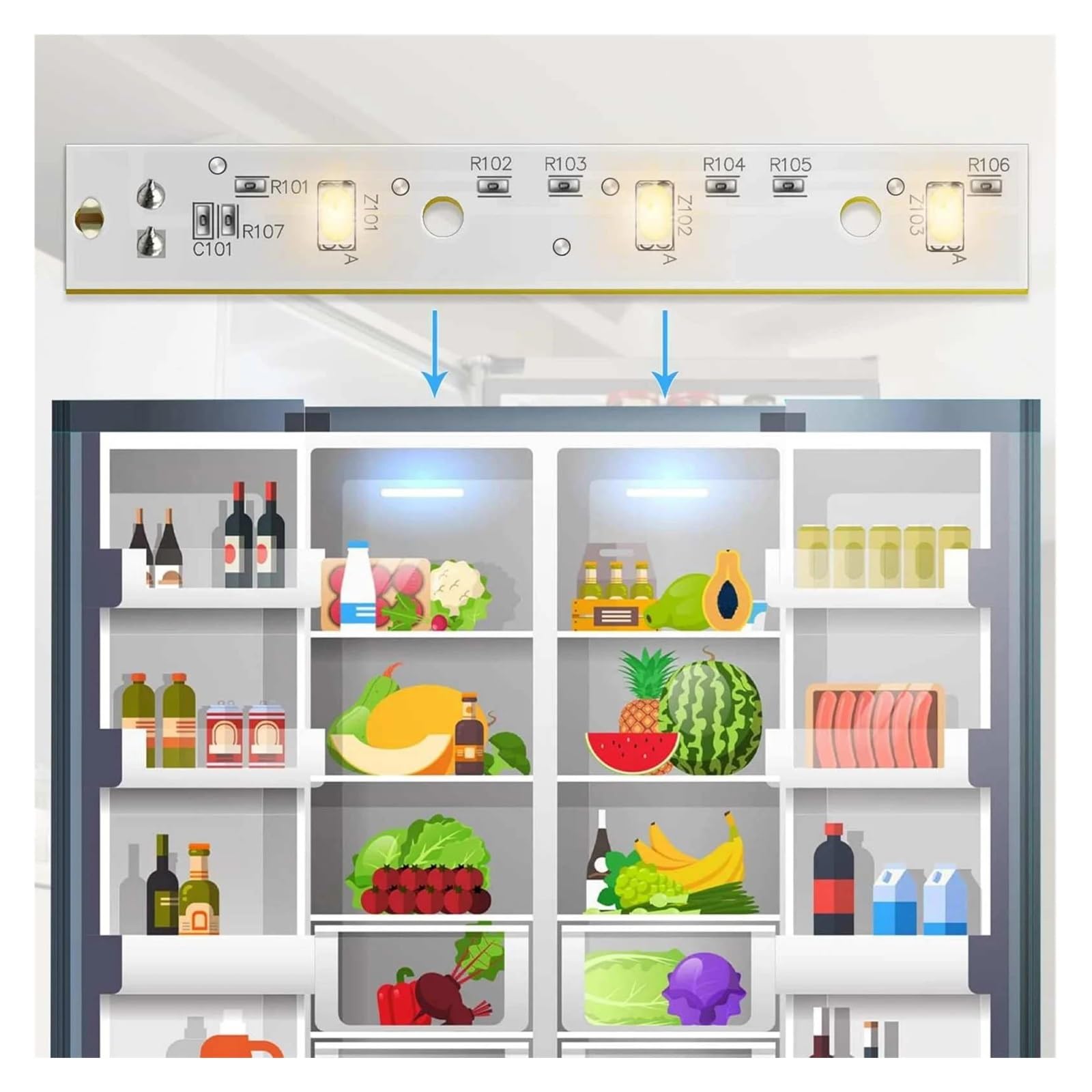 Generic 2 szt. WR55X26671 do lodówki, wodoodporna tablica świetlna LED, część DIY do wymiany żarówki w lodówce, akcesoria do lodówki