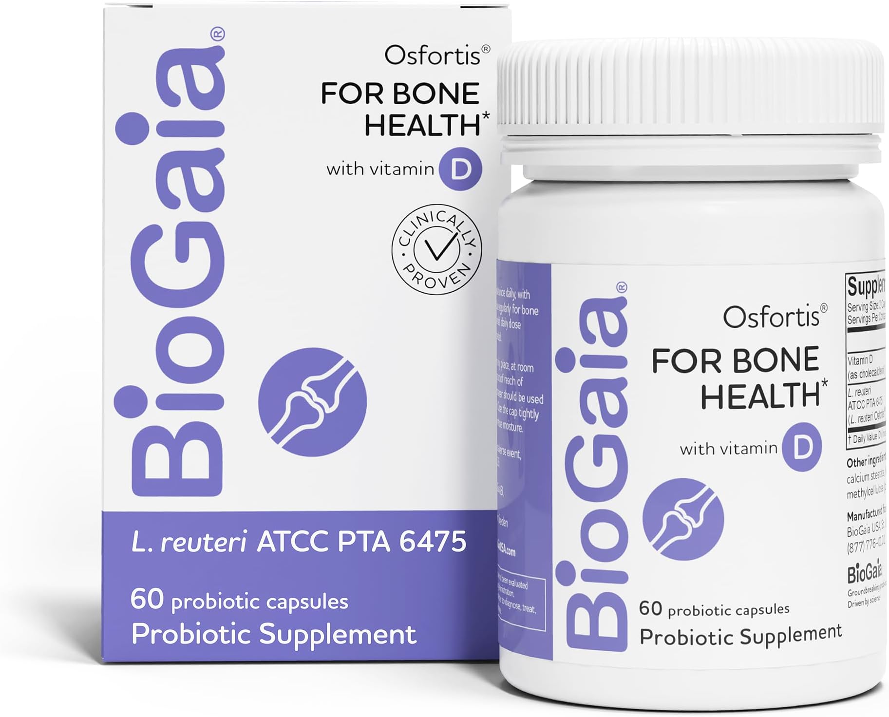 BioGaia Osfortis, Women’s Probiotic for Strong Bones, Immune Balance & GI Wellness, Contains L. reuteri 6475, 60 Capsules, 1 Pack