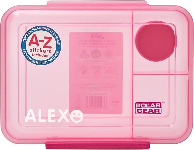 Polar Gear Alphabet Sticker 3 Compartment Lunch Box 1.1L  Official Merchandise Kids Reusable Polypropylene BPA Free  Personalise-Ideal for School Nursery Sports Picnic-Mint, 1.1 liters