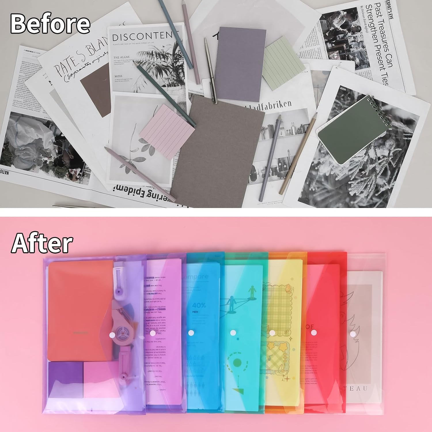 EOOUT 14pcs Plastic Envelopes, Plastic Folders for Documents, Poly Folders with Snap Closure, A4 Size, Letter Size, for School and Office Supplies image 5