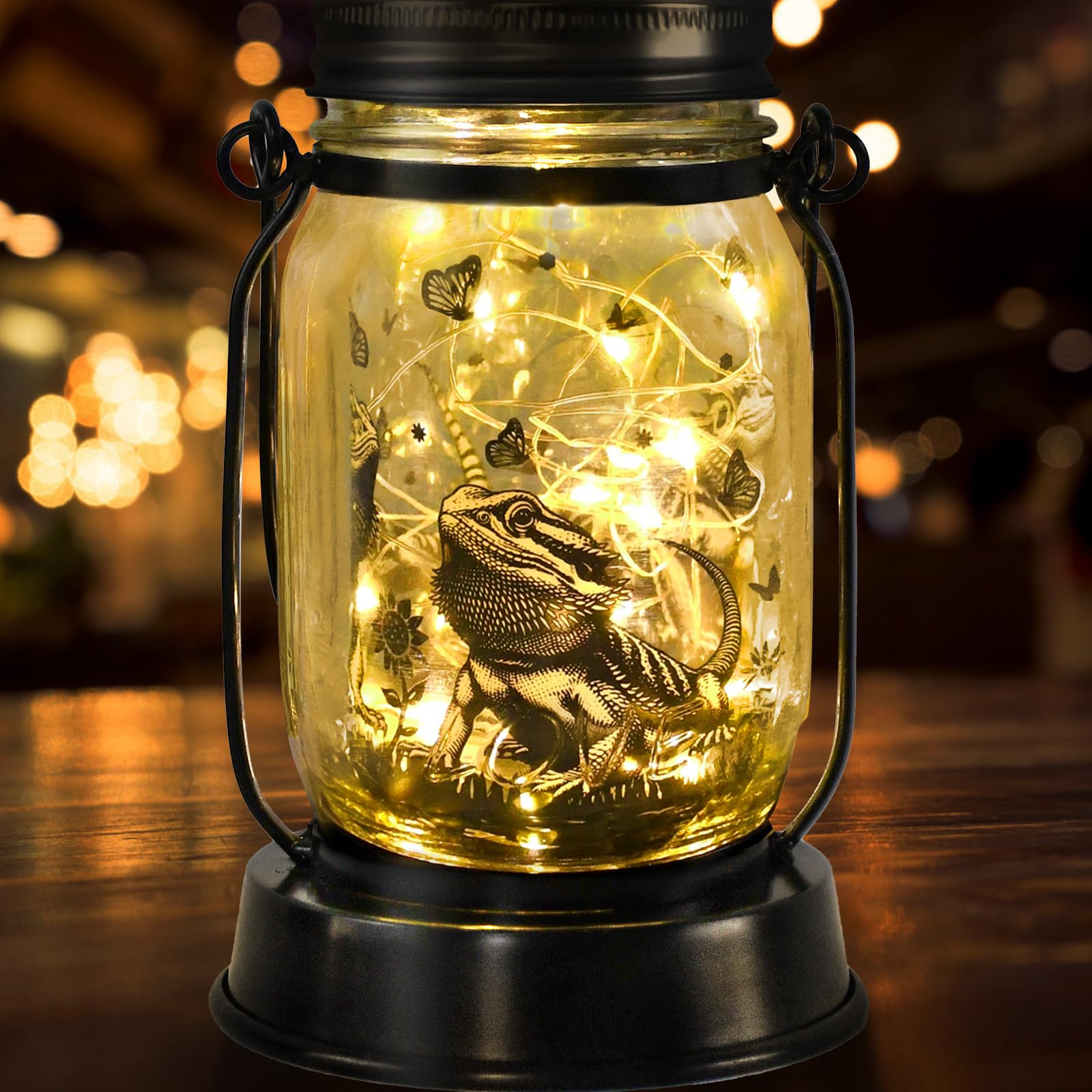 kyoryuger Bearded Dragon Gifts for Women/Men Bearded Dragon Solar Lanterns Mom Birthday Animal Lovers Lantern Animal Memorial Lights Solar Garden Decoration for Yard, Patio,Backyard,Porch Torches