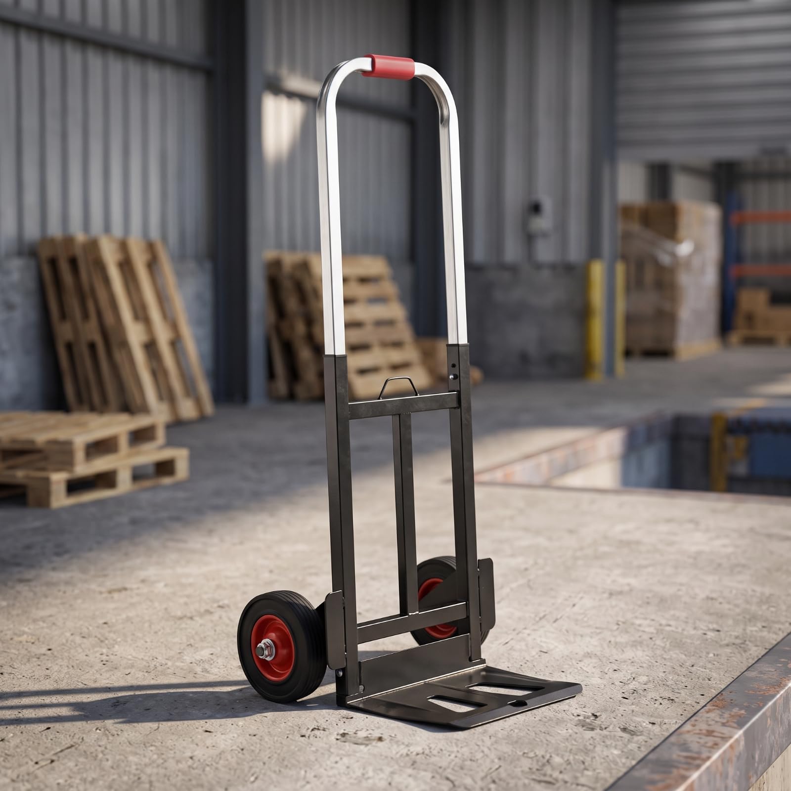predolo Carrello Pieghevole Compatto Impugnatura vermiglia Imbottita, Carrello Pieghevole con Ruote, Regolabile in Altezza, per Magazzino, servizi di consegna, Stile A
