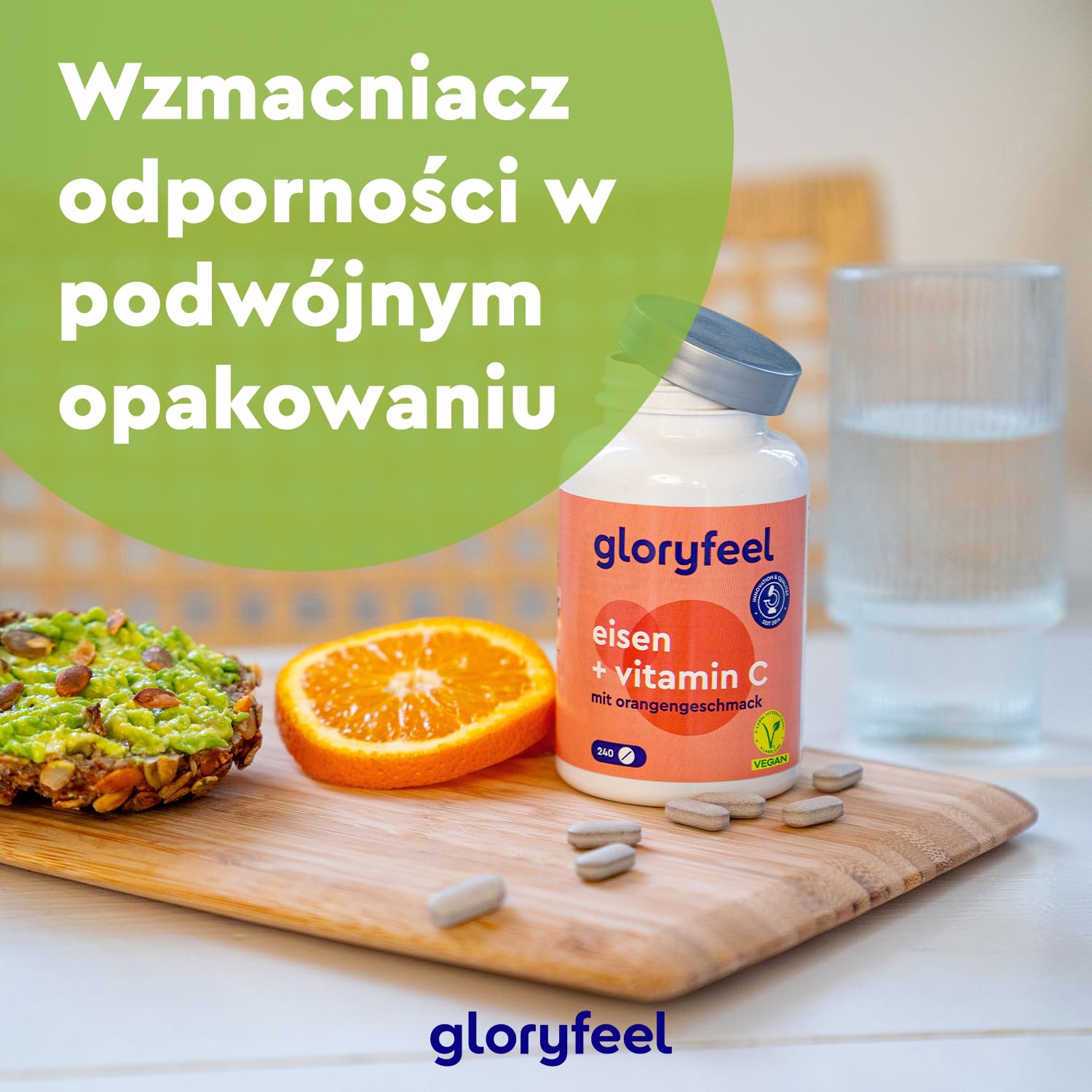 Żelazo z 40mg witaminy C - 240 tabl. - Najwyższej jakości surowce: bisglicynian żelaza + witamina C z ekstraktu z aceroli - Testowane laboratoryjnie bez dodatków, wyprodukowane w Niemczech
