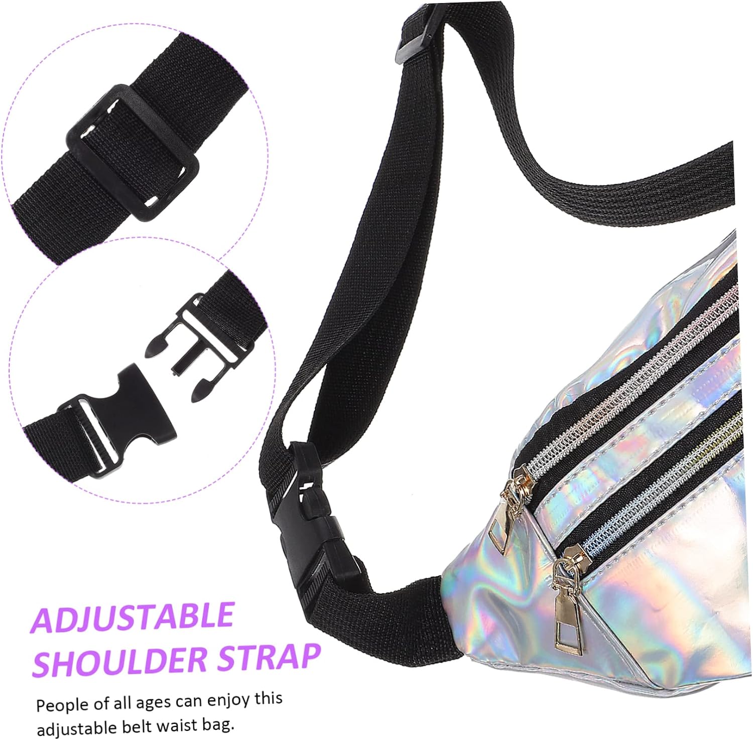 GALPADA 3sets Laser Waist Bag Coin Wallet Women Belt Bag Fashionable Crossbody Fanny Pack Adjustable Sports Waist Pack