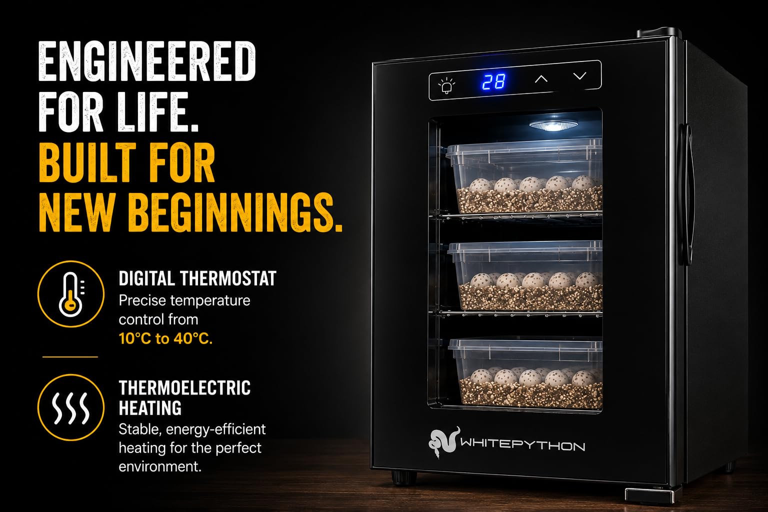 Incubatrice per rettili, 23 l, per cova uova, lucertole, tartarughe, draghi barbuti, tecnologia di riscaldamento automatico termoelettrico, semplice da usare