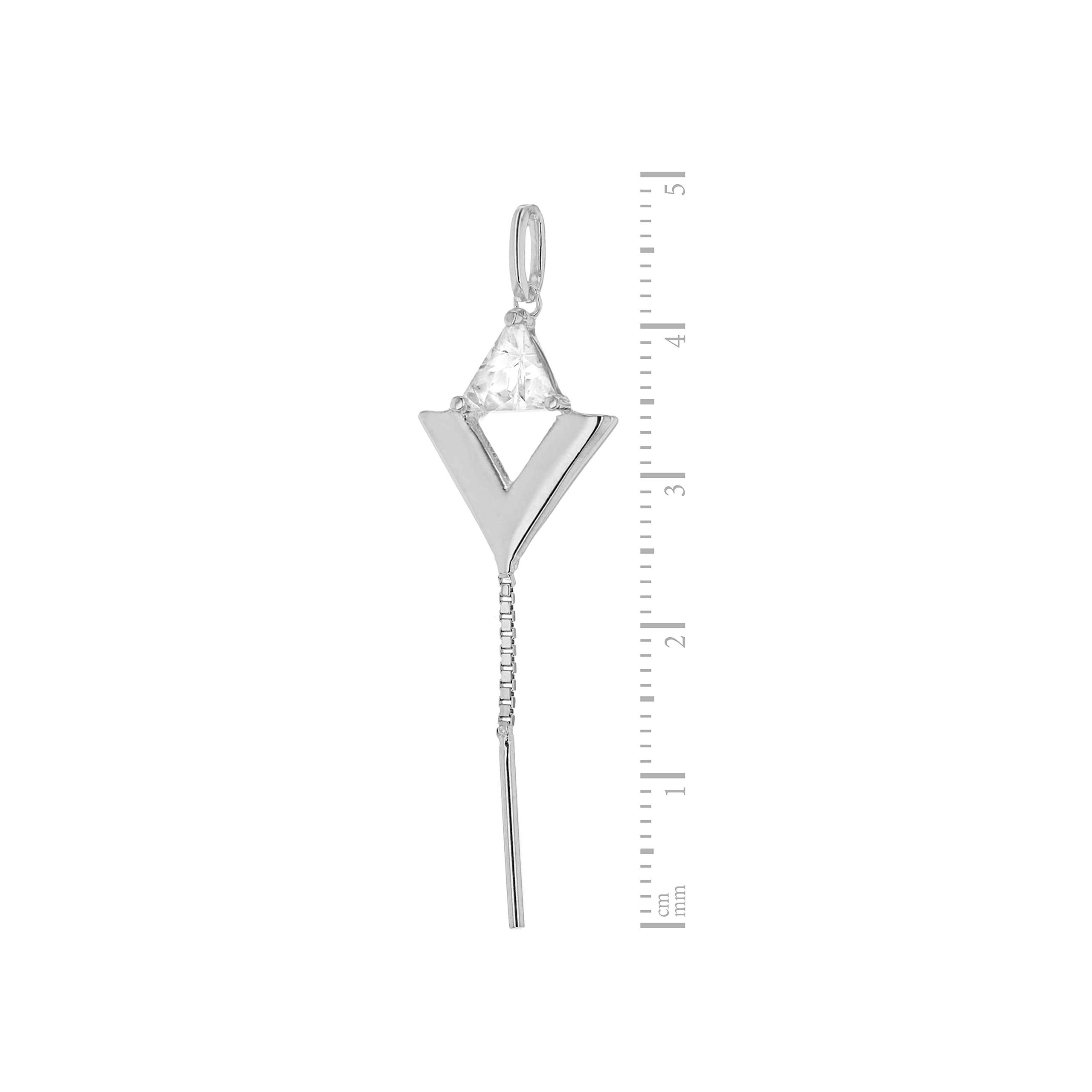 Tuscany Silver Damski srebro Sterling rodowane CZ trójkąt i łańcuch wisiorek na łańcuszku o splocie pancerka - 46 cm / 18 cali