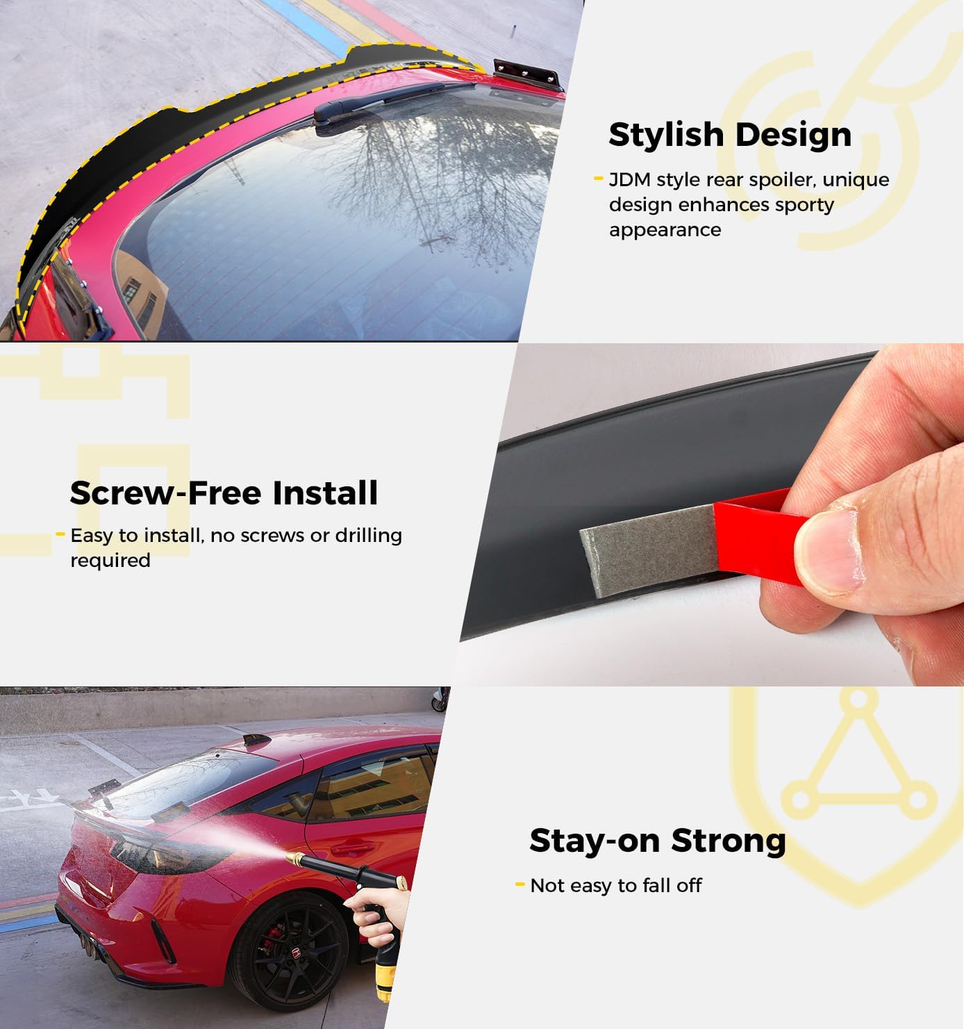 Xprite Rear Spoiler Compatible with 2021 2022 2023 2024 2025 2026 Honda Civic Hatchback FL1/Hybrid FL4/Type R FL5, JDM Mugen-Style ABS Rear Trunk Lip Spoiler Wing for 11th Gen Civic – Glossy Black