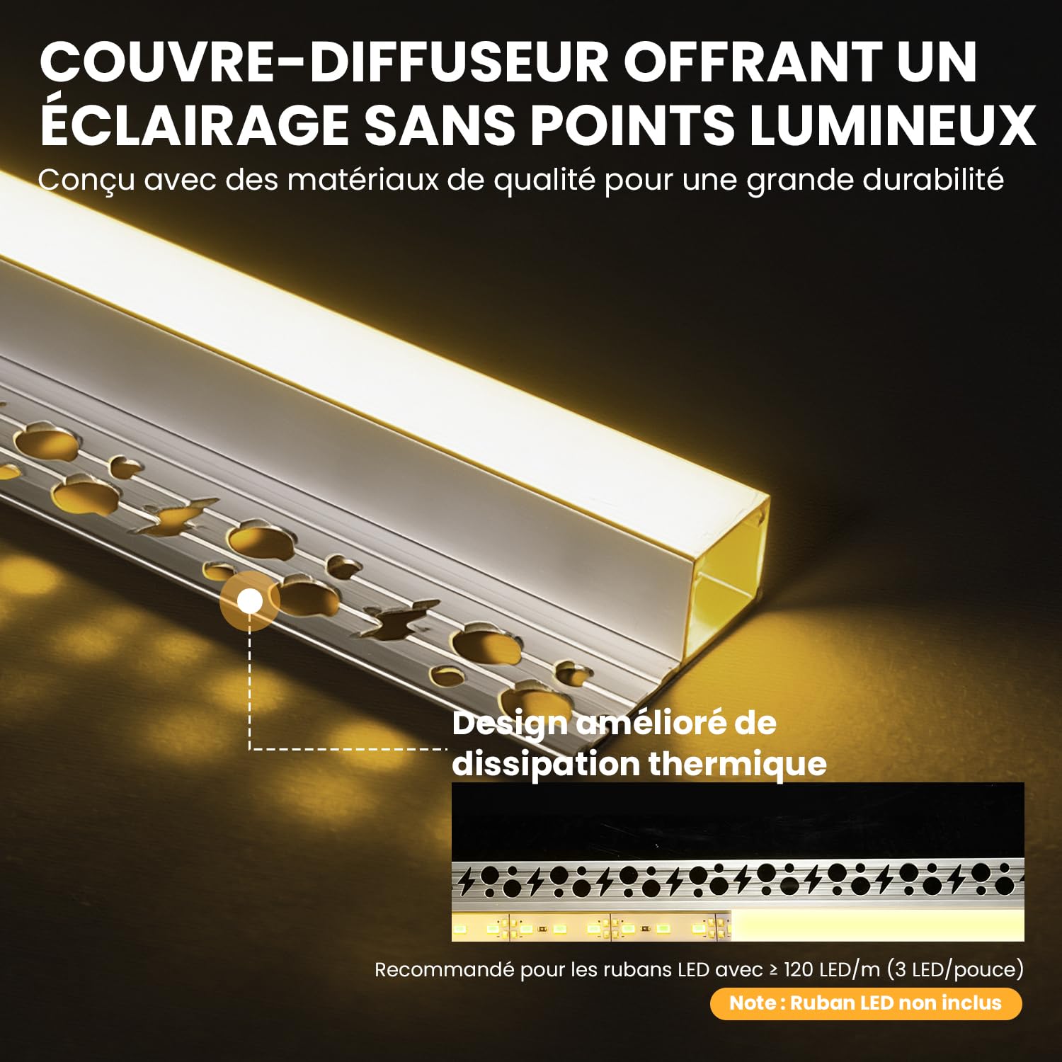 Profile Encastrable Placo Alu pour Ruban LED, 15 Pièces 1,4 m Profilé en Aluminium LED de Carrelage Bncastré avec Couvercle Laiteux, Embouts pour Cloison Sèche, Plafond, Mur, Bords Carrelage (21 m)