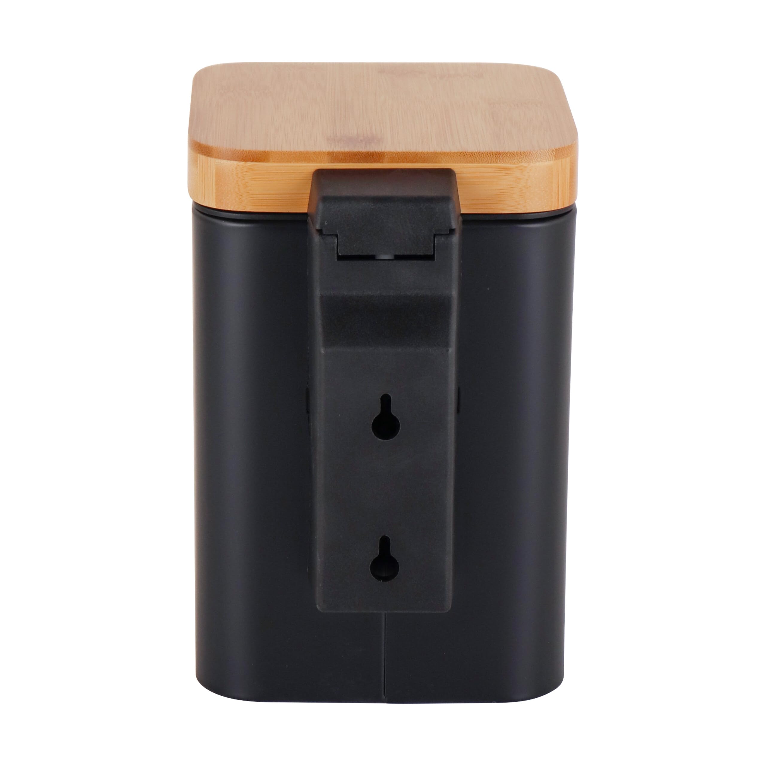 Relaxdays - Cestino cosmetici da parete, 3 l, nero/naturale | Chiusura soft-close, secchio interno, metallo, rettangolare