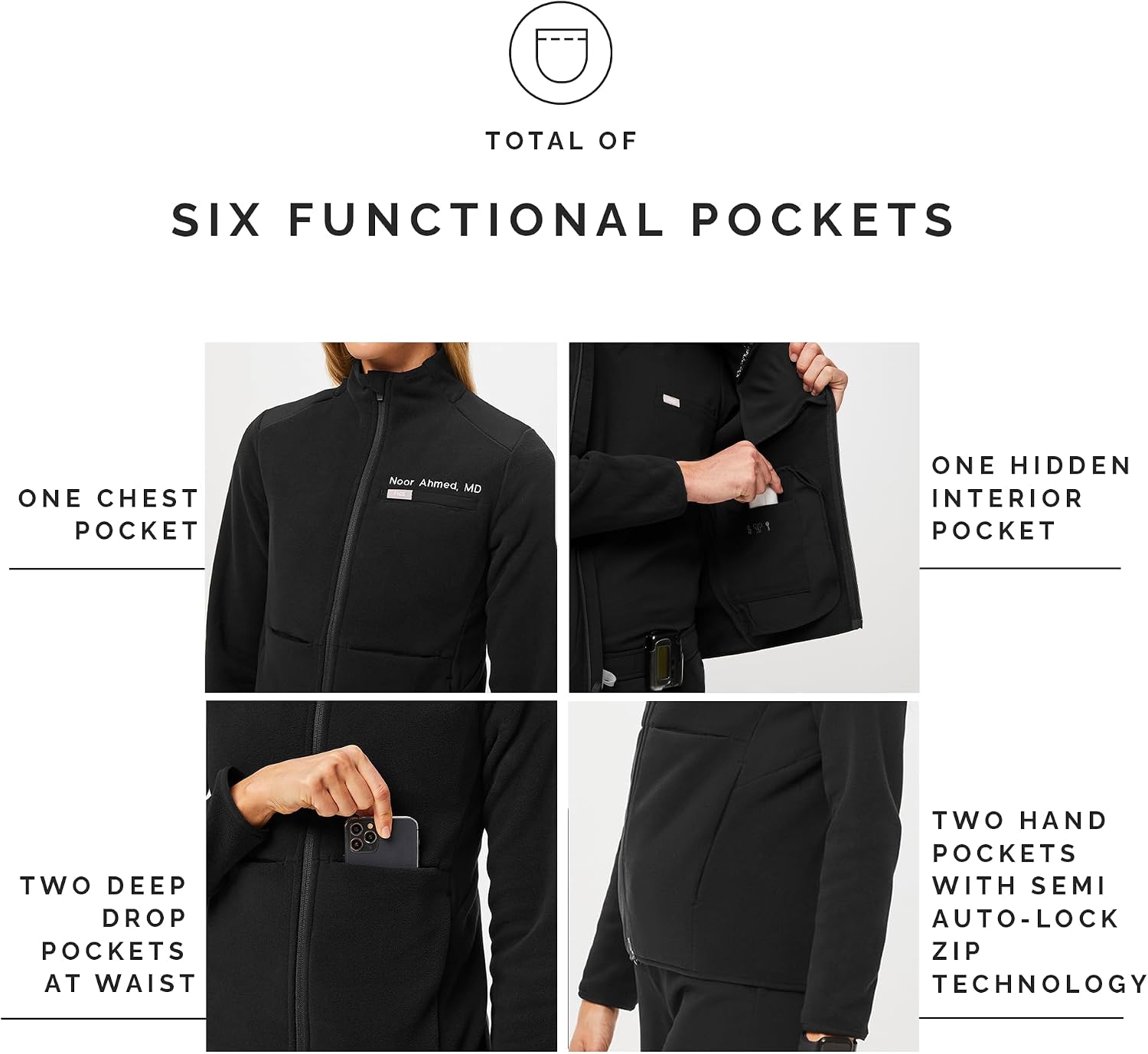 FIGS On-Shift Fleece Scrub Jacket for Women