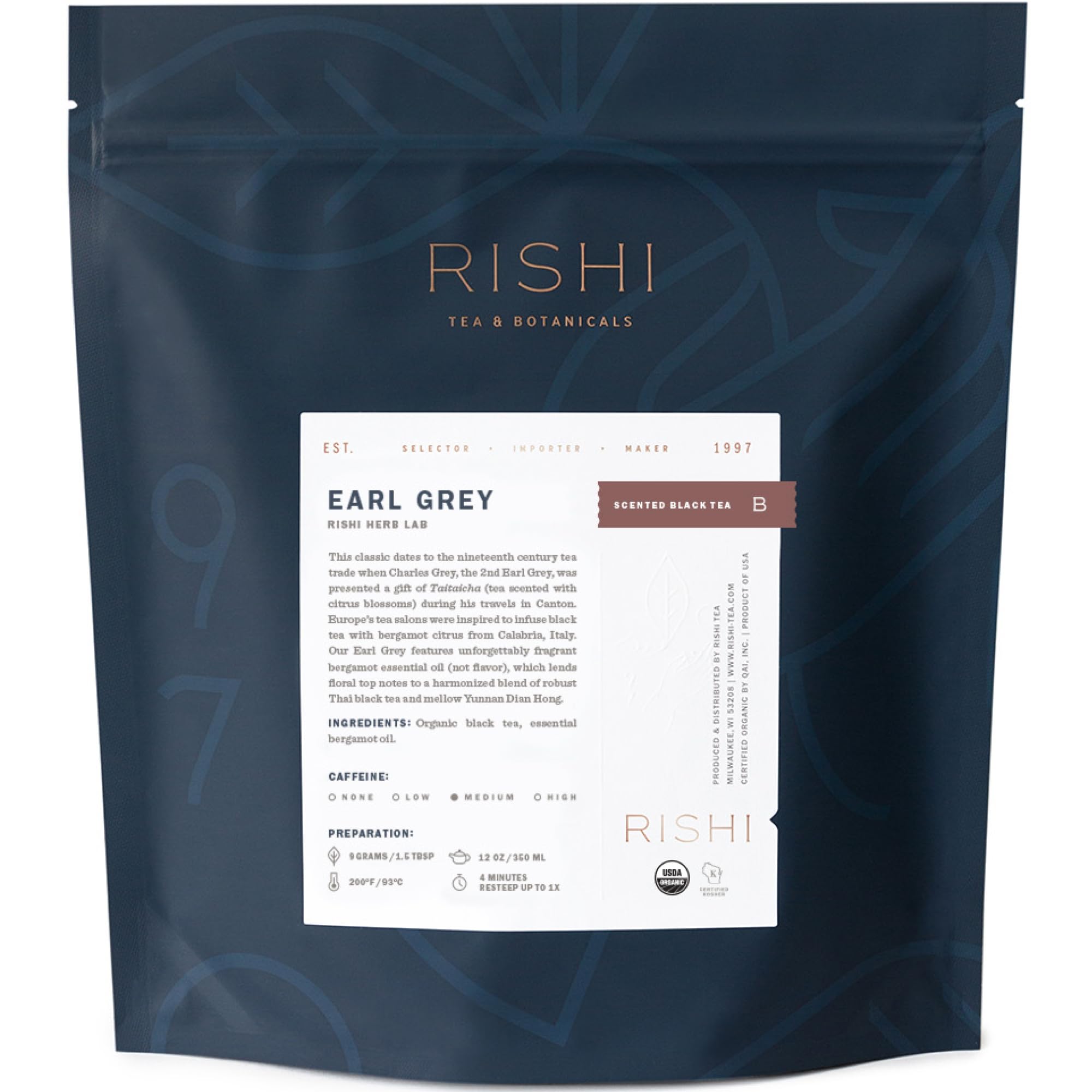 Rishi Tea Organic, Earl Grey, 0.5kg
