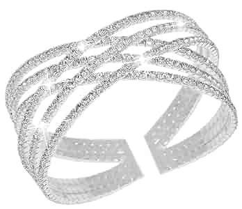 ブレスレット SILVER CRYSTAL DETAIL CUFF BRACELET Silver Crystal Cuff Bracelet - Slaygem